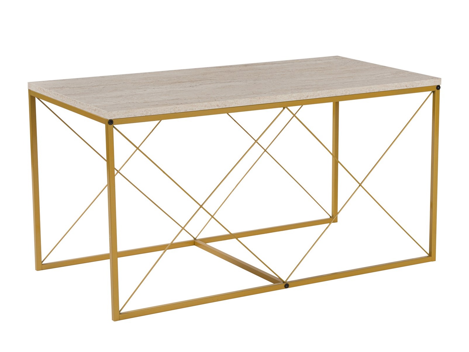 Conjunto mesa de centro Kailua 2619 (Travertino claro + Dorado)