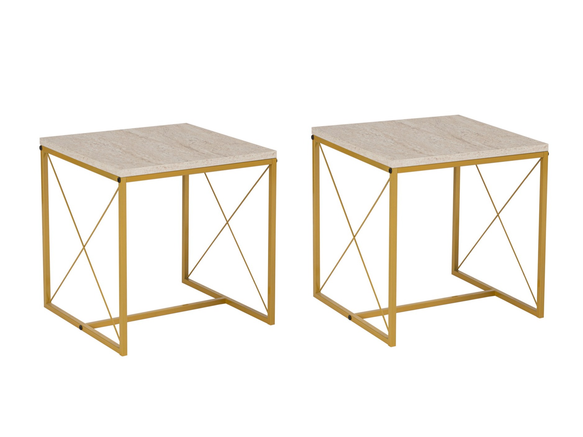 Conjunto mesa de centro Kailua 2619 (Travertino claro + Dorado)