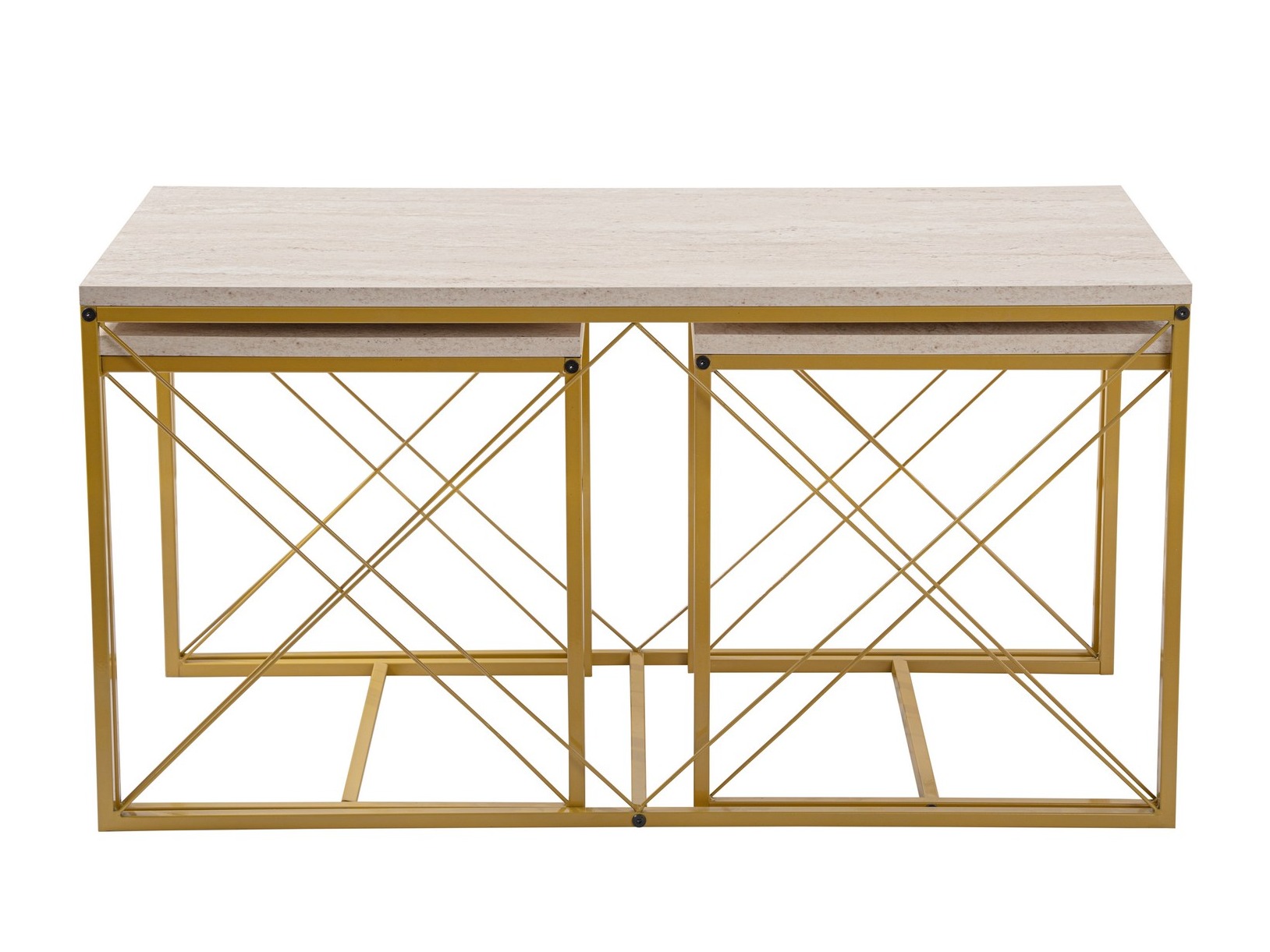 Conjunto mesa de centro Kailua 2619 (Travertino claro + Dorado)