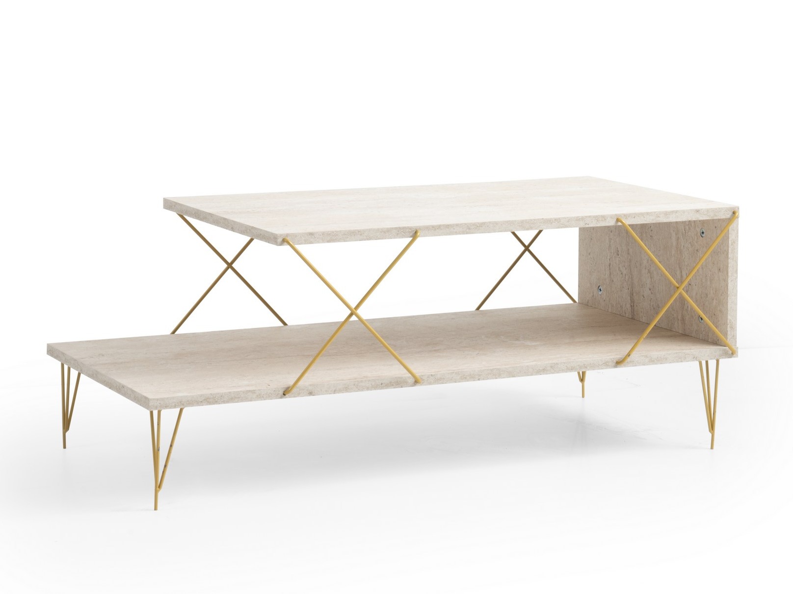 Mesa de centro Kailua 384 (Travertino claro + Dorado)