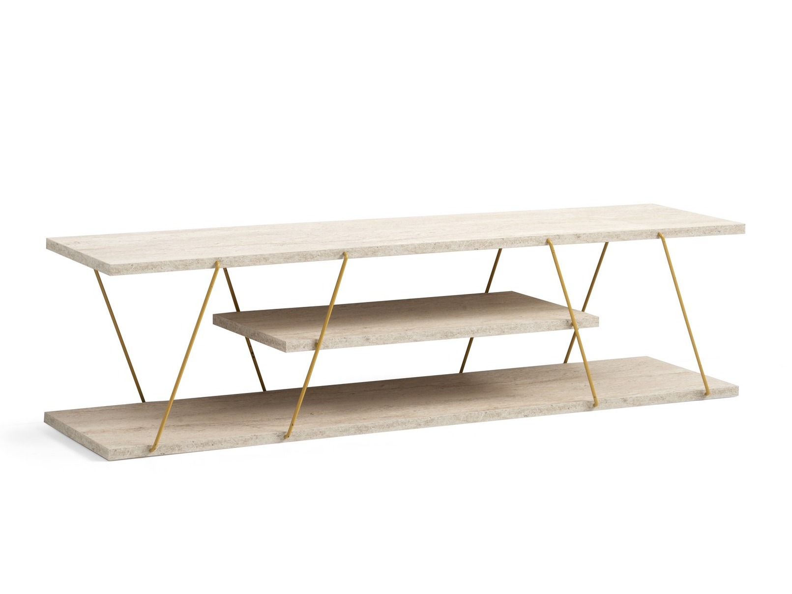 Mueble TV Kailua 365 (Travertino claro + Dorado)