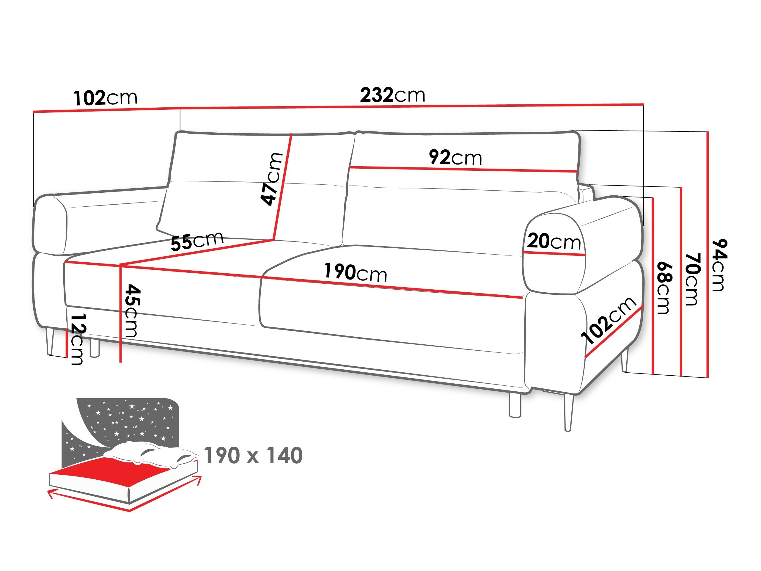 Sofá cama ComfiDream Celel (Blur 19)