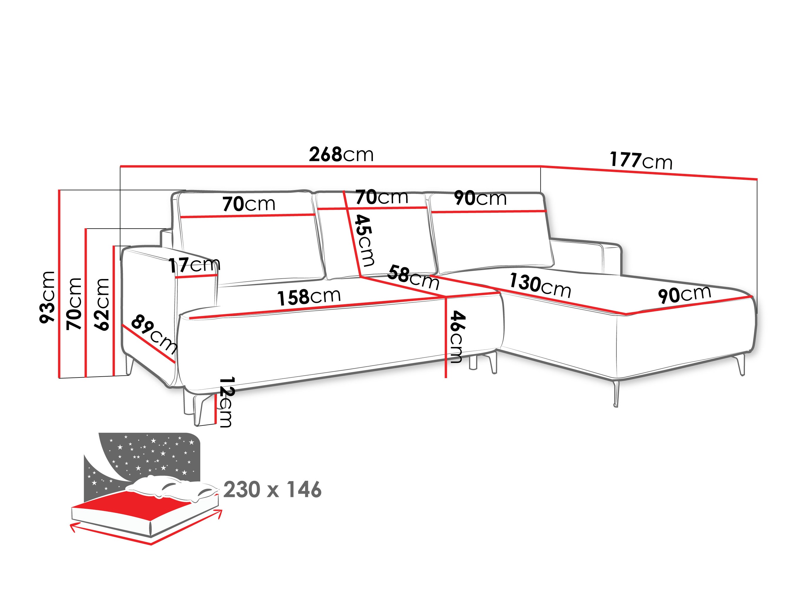 Sofá rinconero ComfiDream 200 (Castel 15)