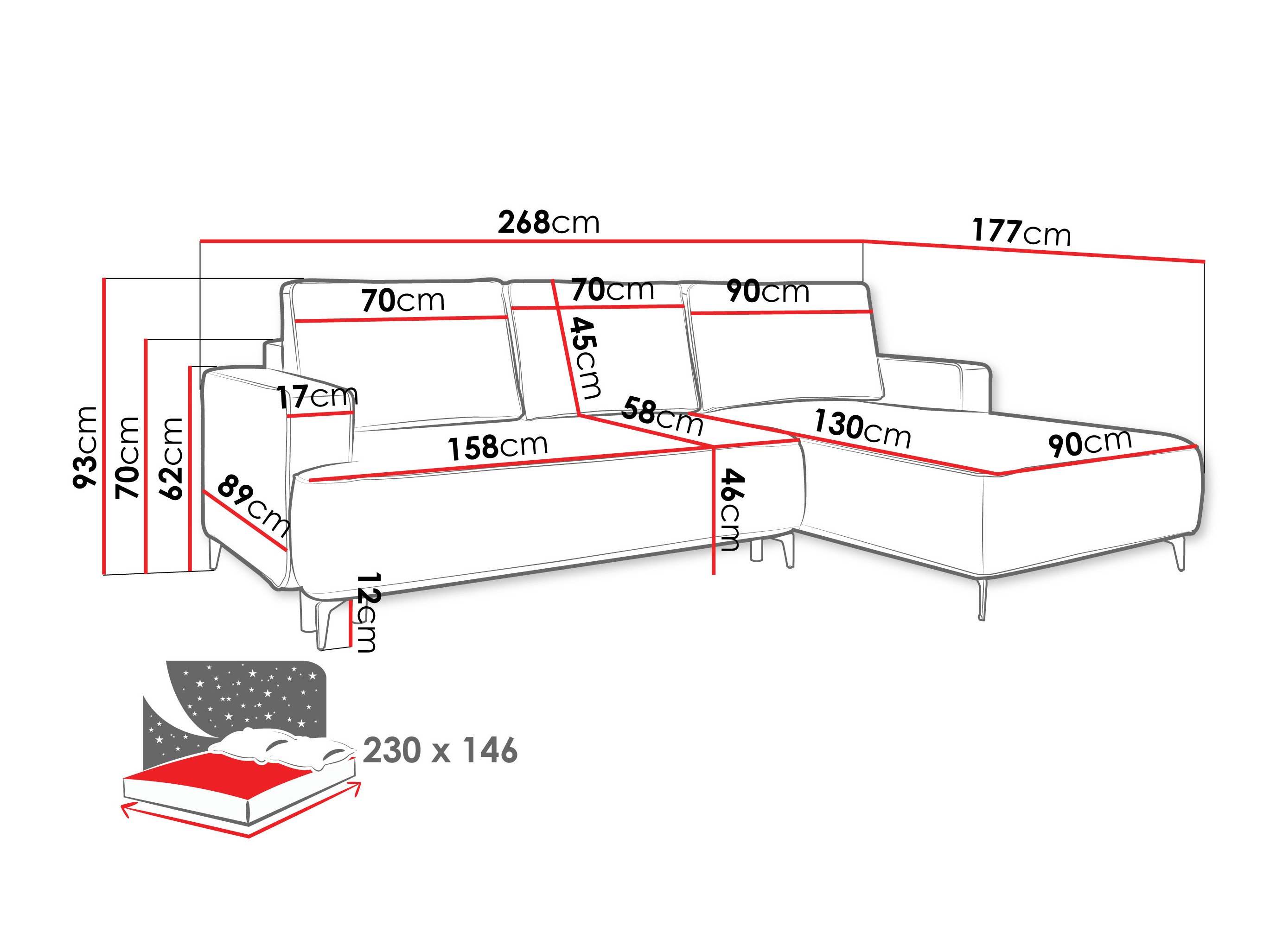 Sofá rinconero ComfiDream 200 (Castel 93)