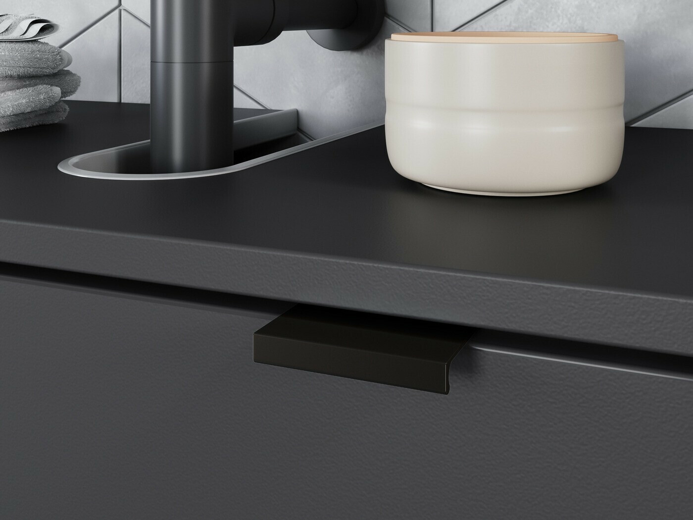 Armario de baño de pie para lavabo Felfere 100 (Antracita)