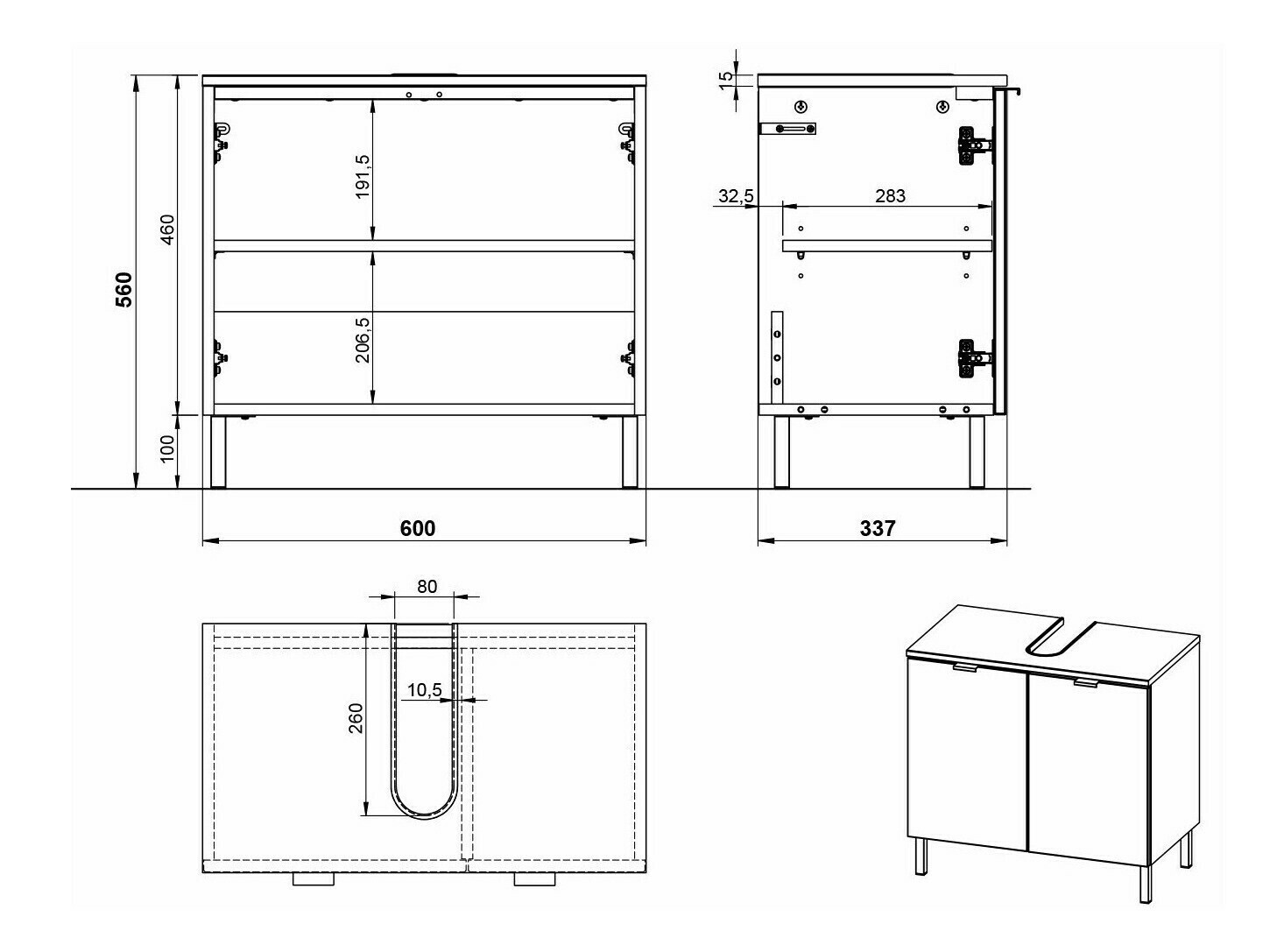 Armario de baño de pie para lavabo Felfere 100 (Cachemira)