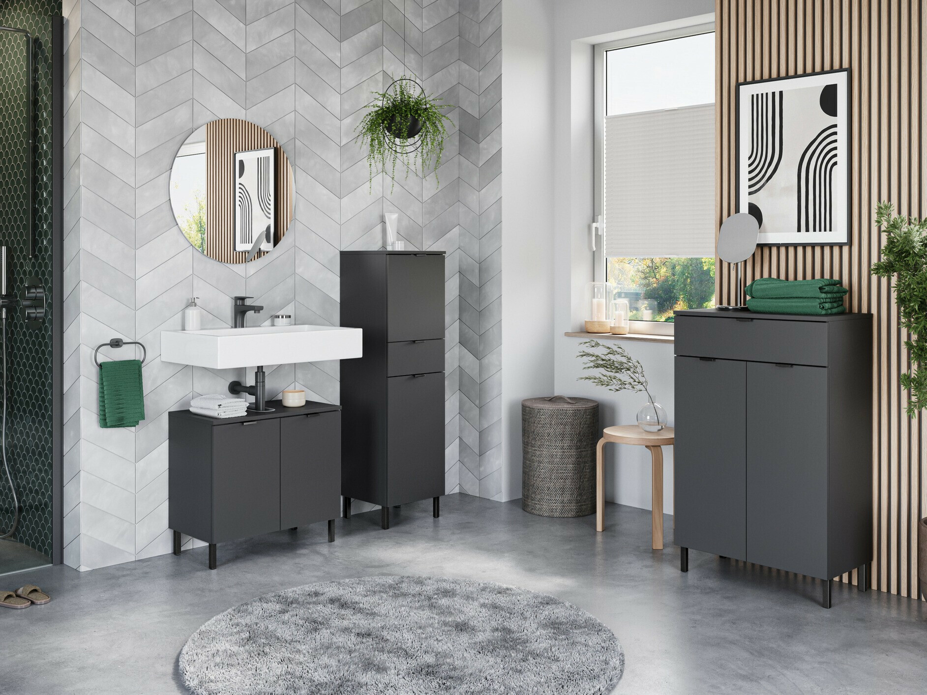 Armario de pie para baño Felfere 101 (Antracita)