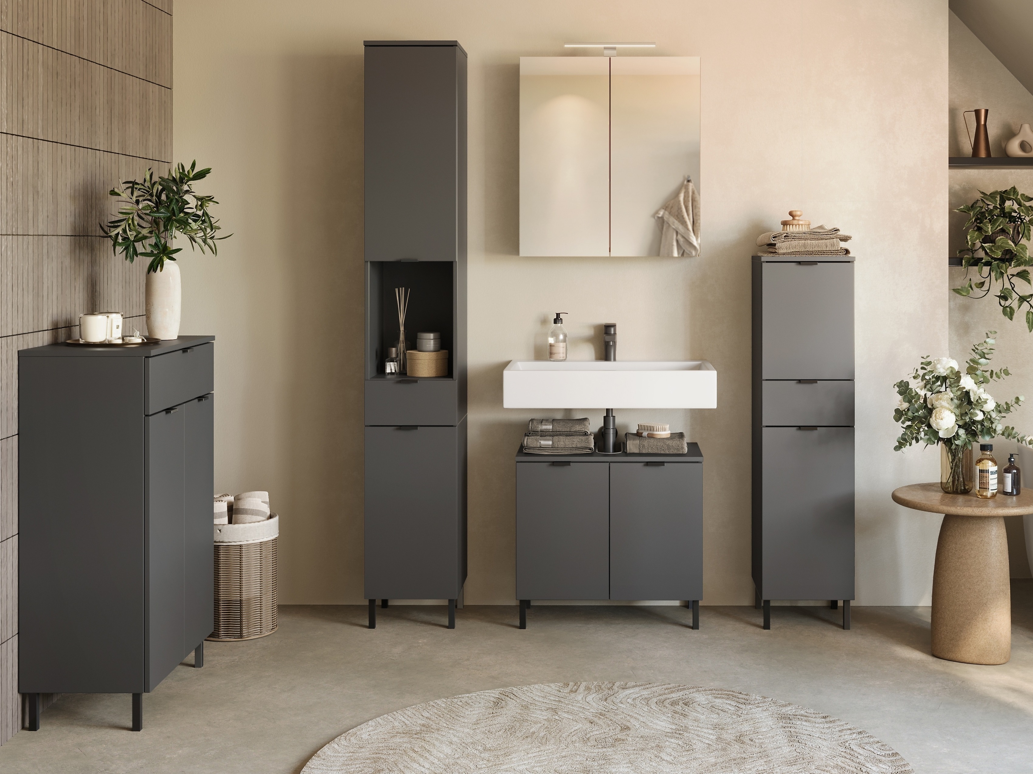 Armario de pie para baño Felfere 101 (Antracita)