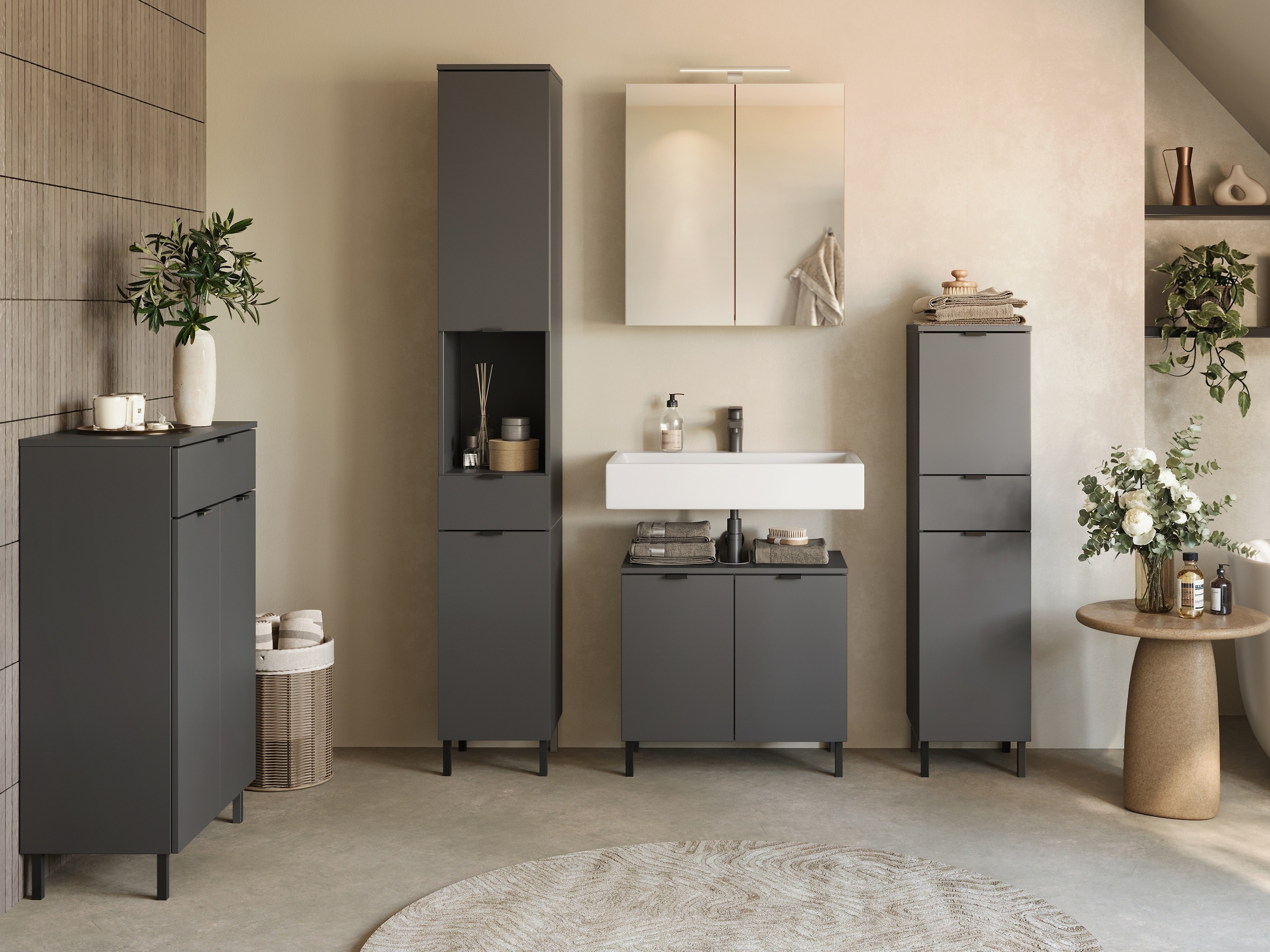 Armario de pie para baño Felfere 106 (Grafito)