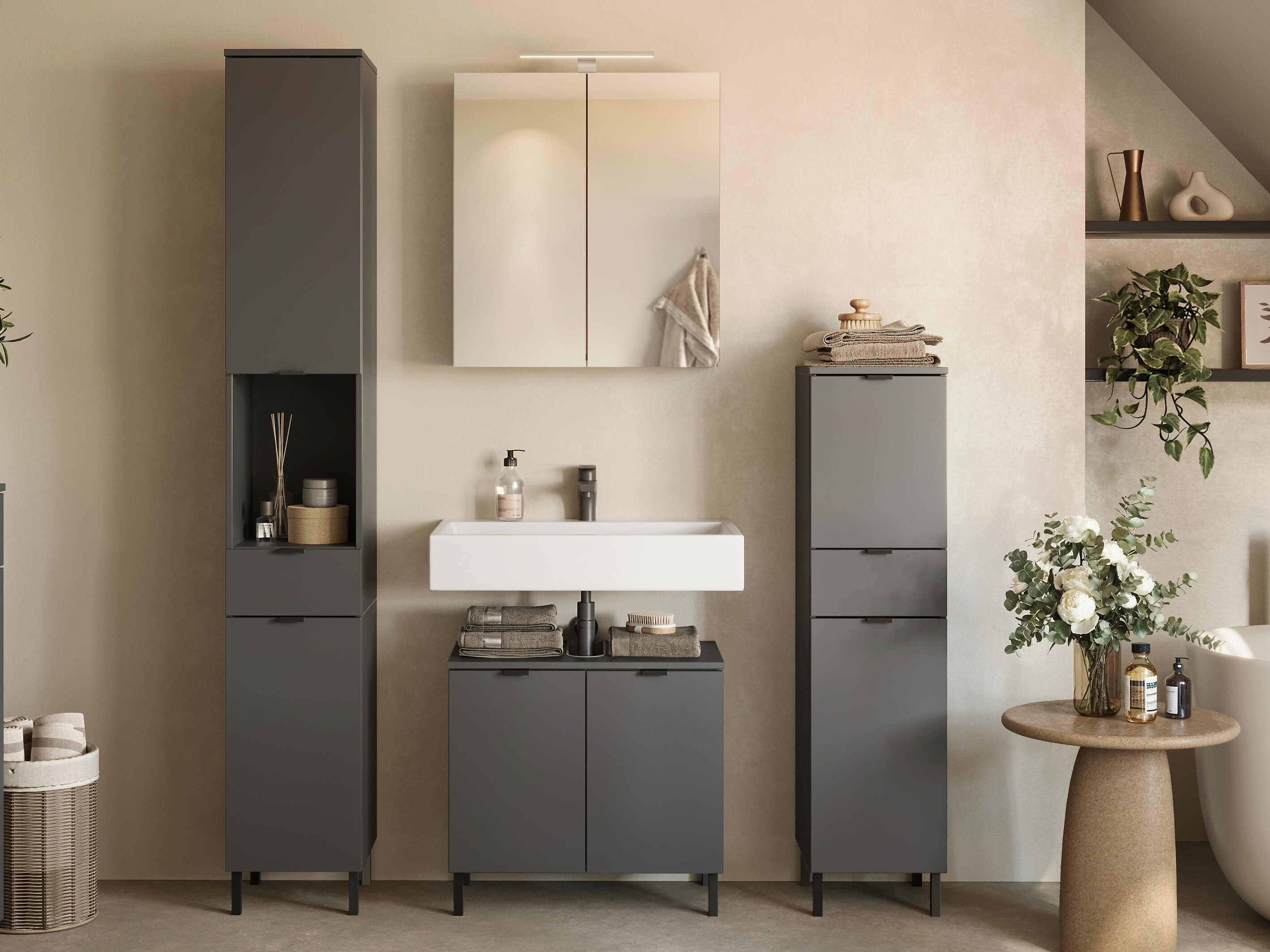 Conjunto de mueble de baño Felfere 108 (Antracita)