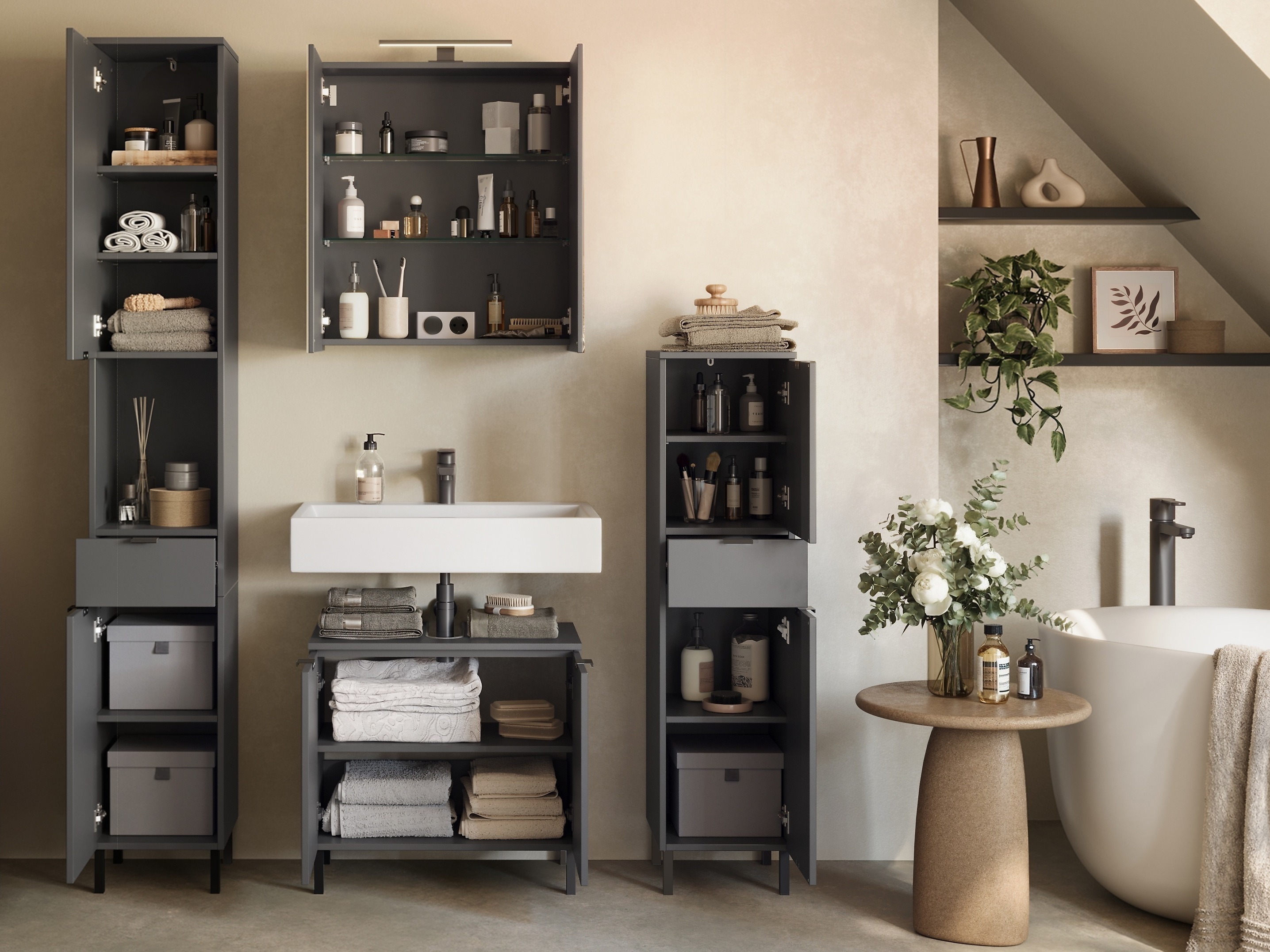 Conjunto de mueble de baño Felfere 108 (Antracita)