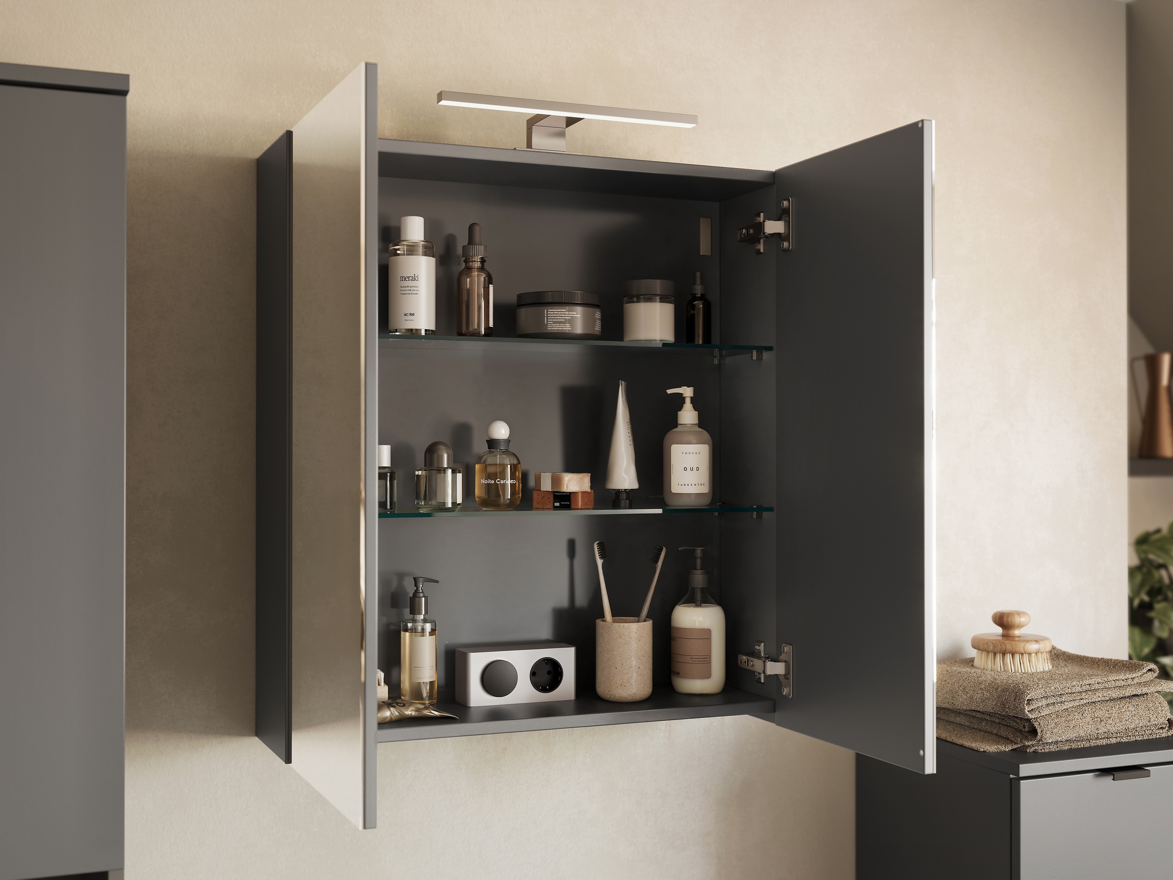 Mueble para baño con espejo Felfere 107 (Antracita)