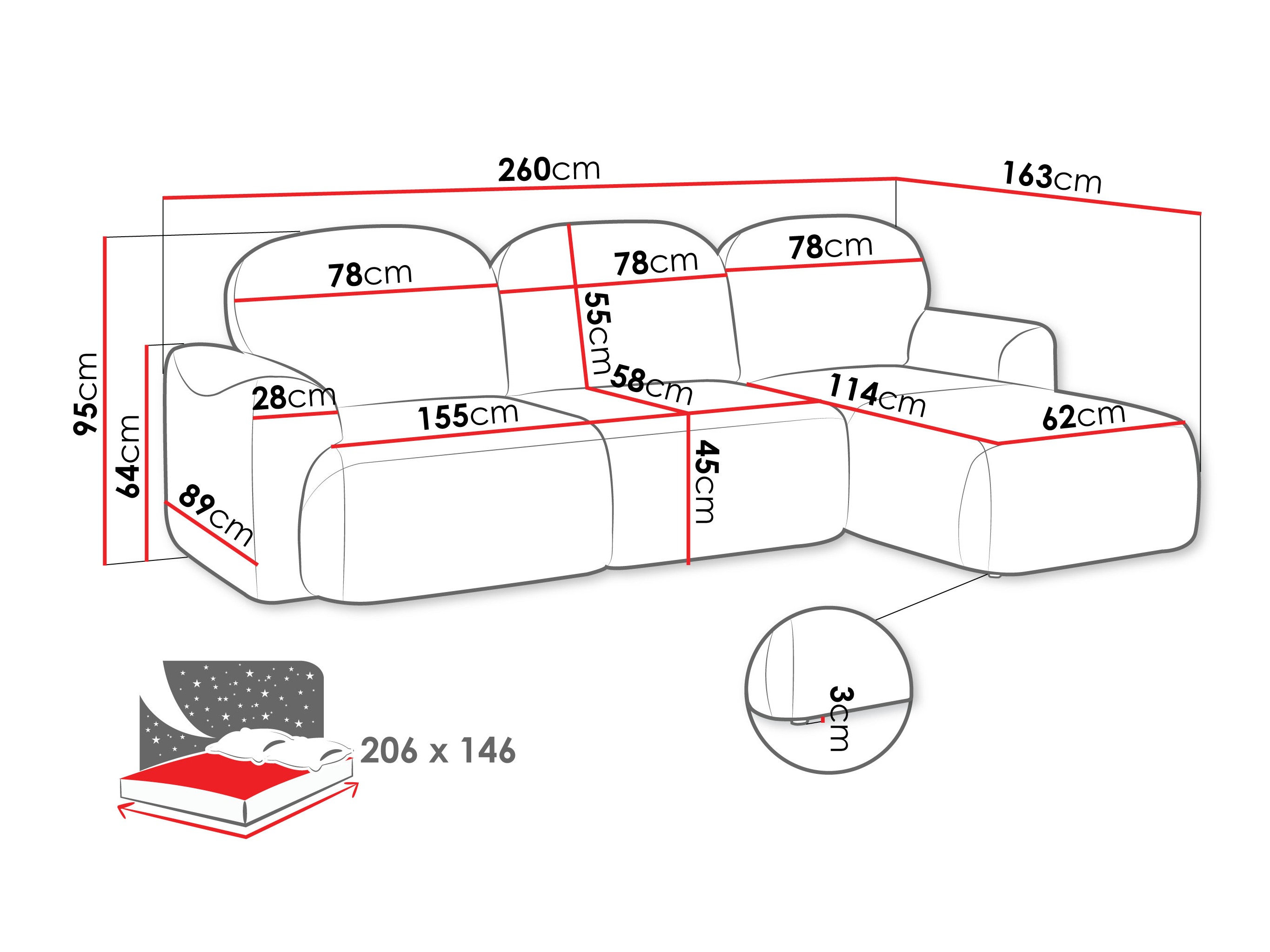 Sofá rinconero ComfiDream Fjoruna (Cremona 02)