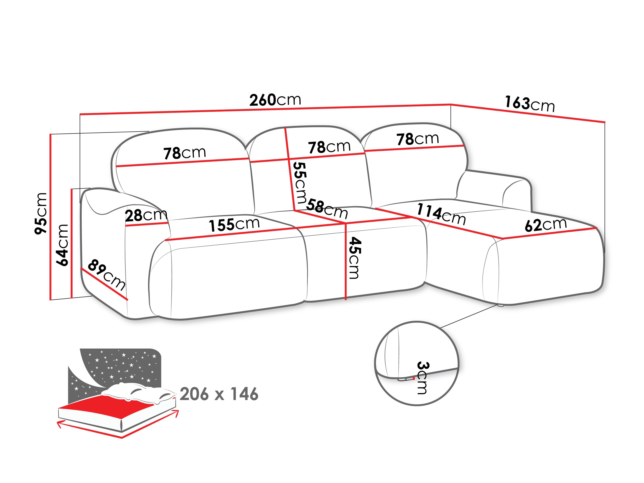 Sofá rinconero ComfiDream Fjoruna (Cremona 38)