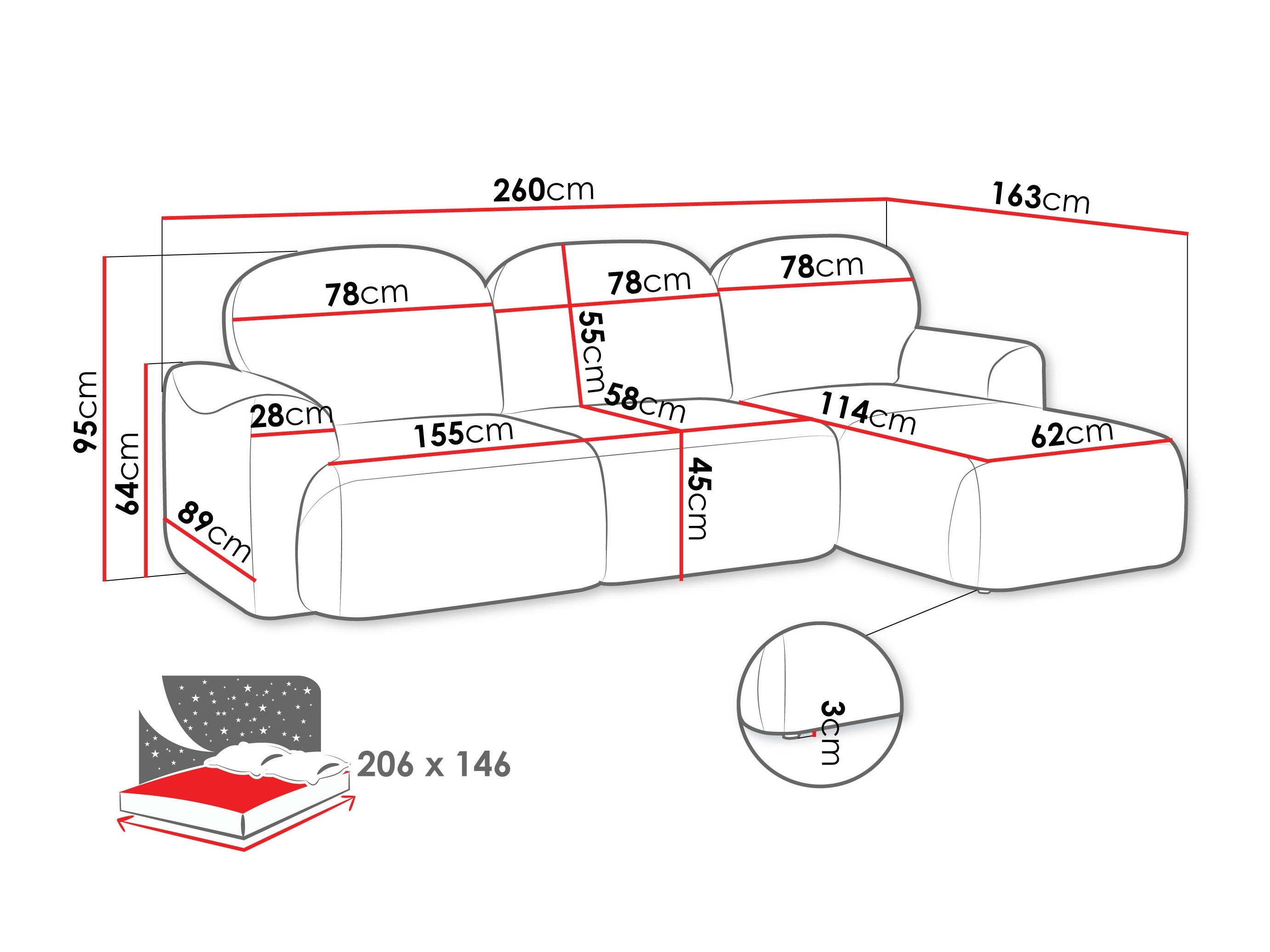 Sofá rinconero ComfiDream Fjoruna (Cremona 96)