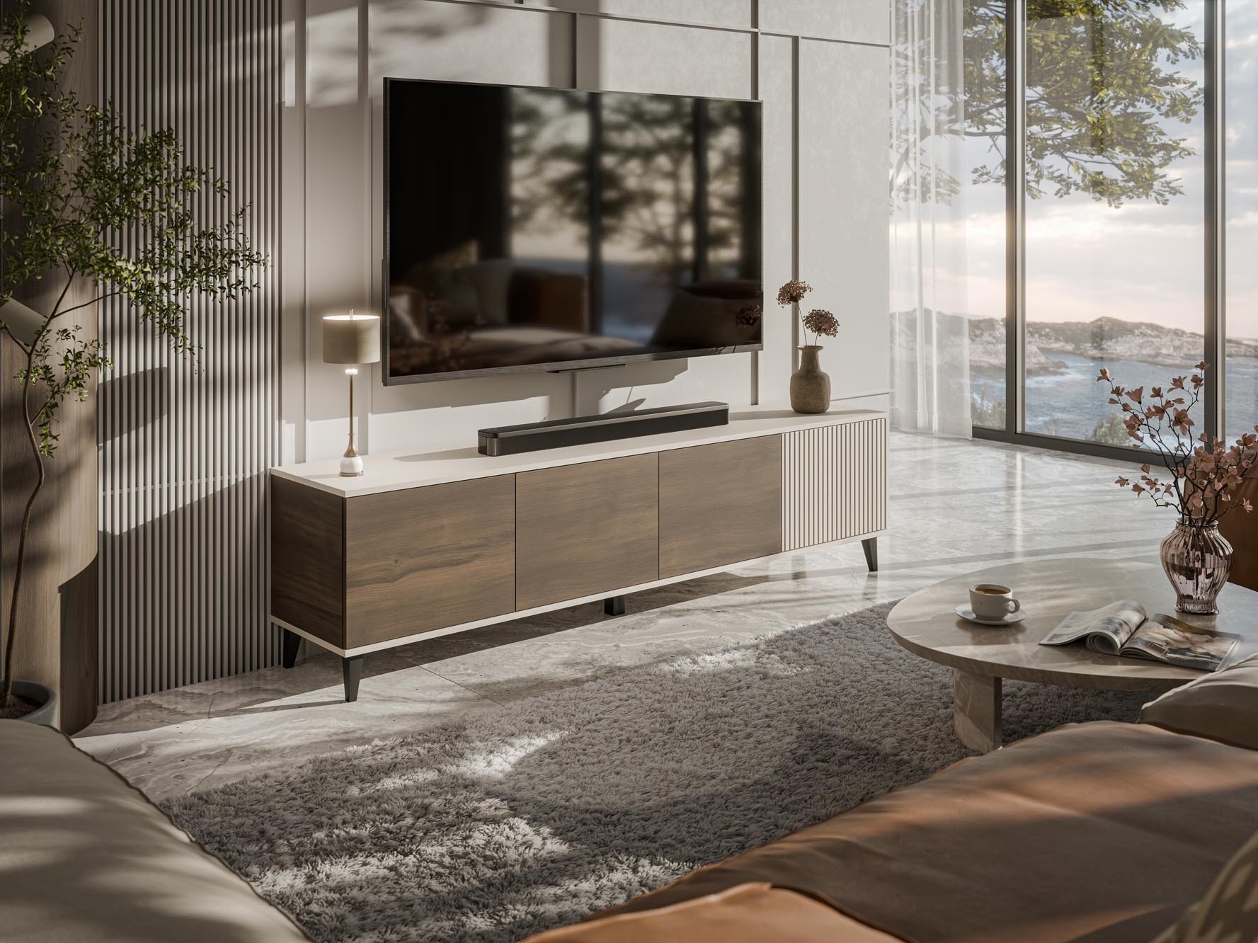 Mueble TV Luelia 114 (Nogal + Cachemira)