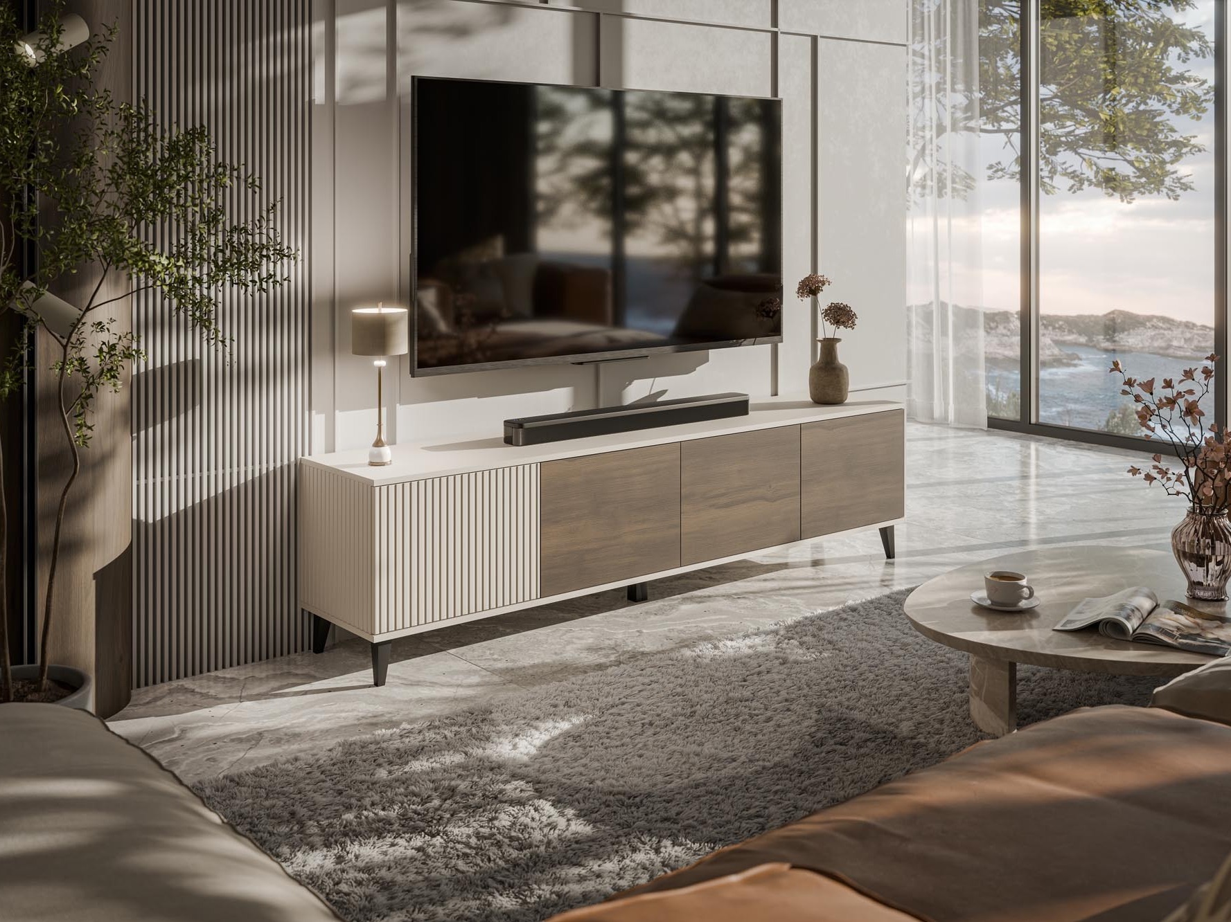 Mueble TV Luelia 114 (Nogal + Cachemira)