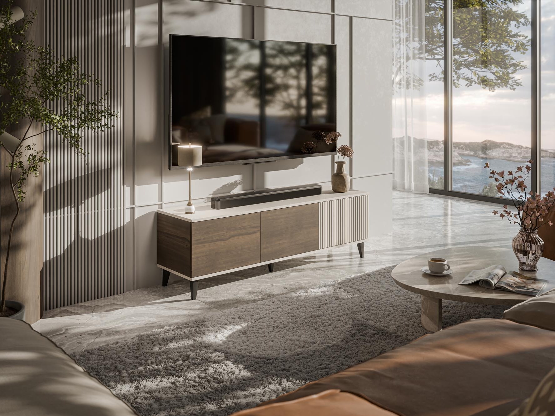 Mueble TV Luelia 116 (Nogal + Cachemira)