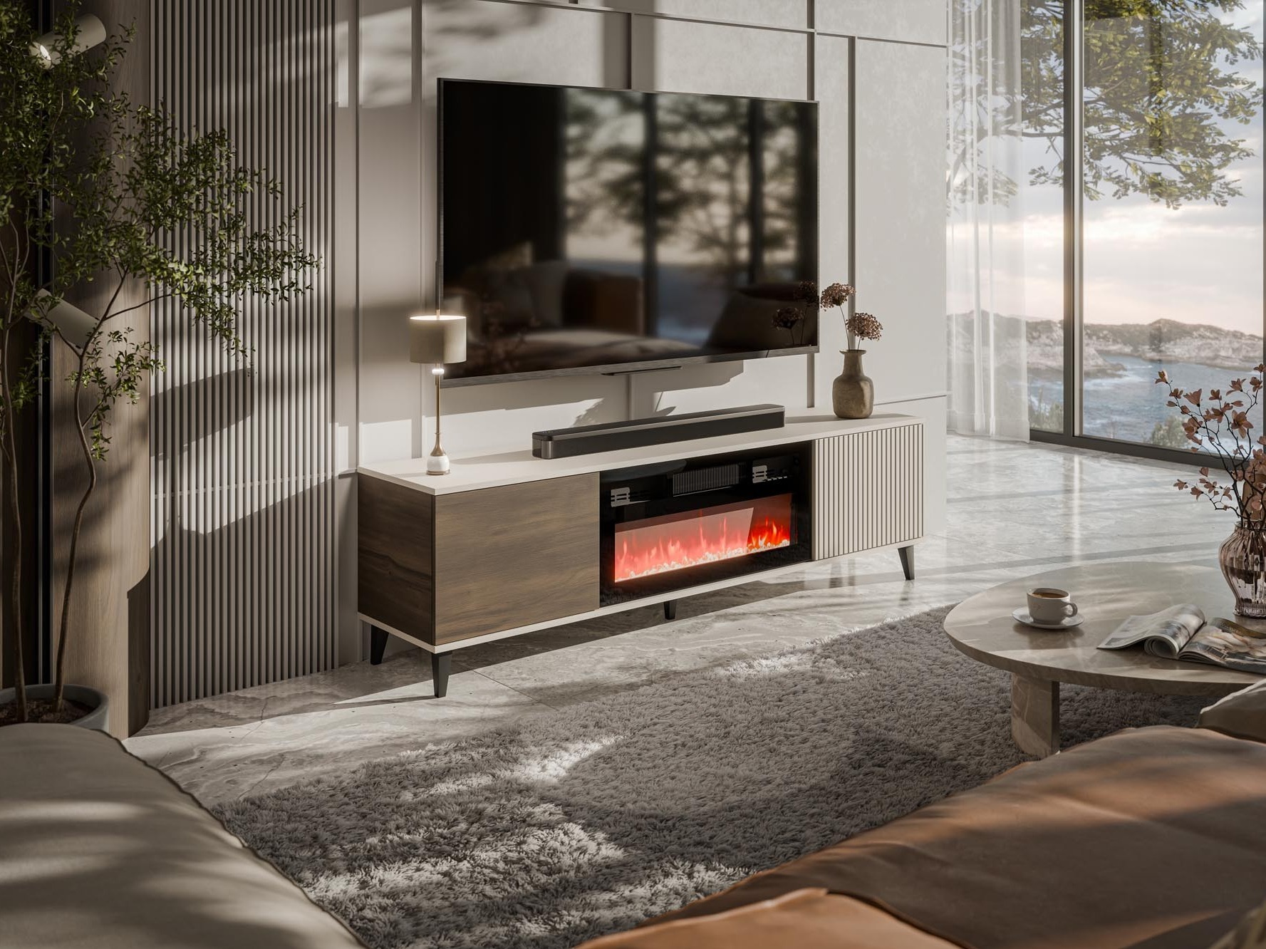 Mueble TV Luelia 121 (Nogal + Cachemira)