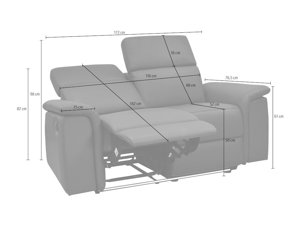 Sofá reclinable Denton 1485 (Gris claro)