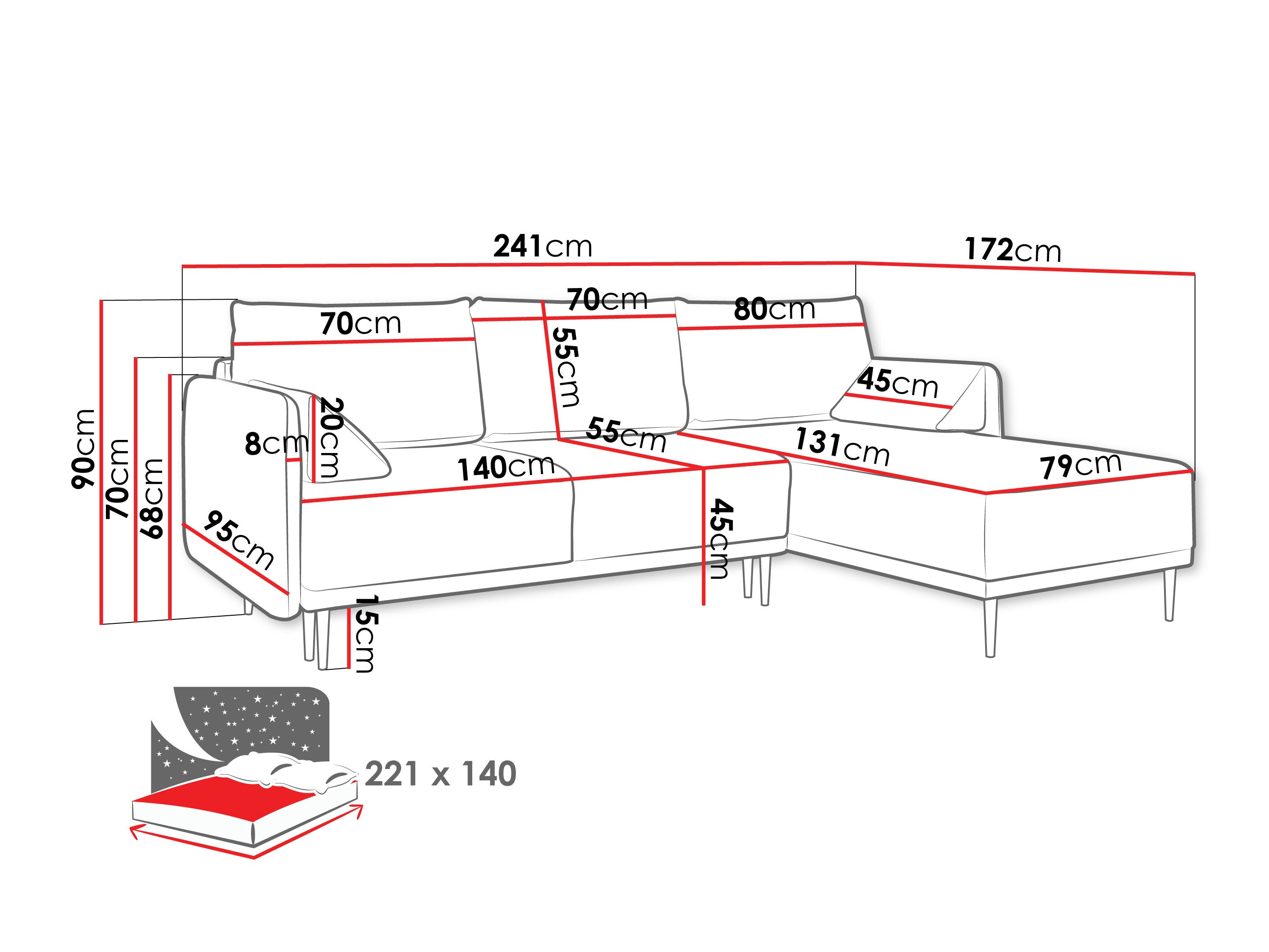 Sofá rinconero ComfiDream Clarora (Sicuro 10)