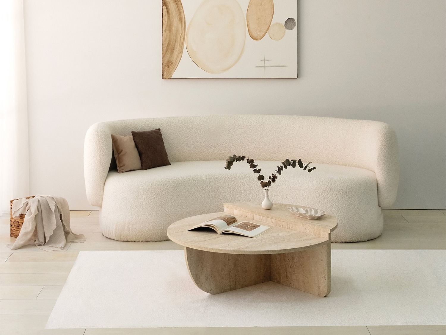 Conjunto mesa de centro Kailua 379 (Travertino claro)