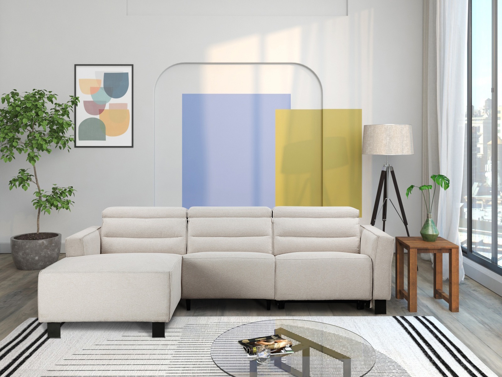 Sillón reclinable de ángulo suave Denton 1486 (Crema)