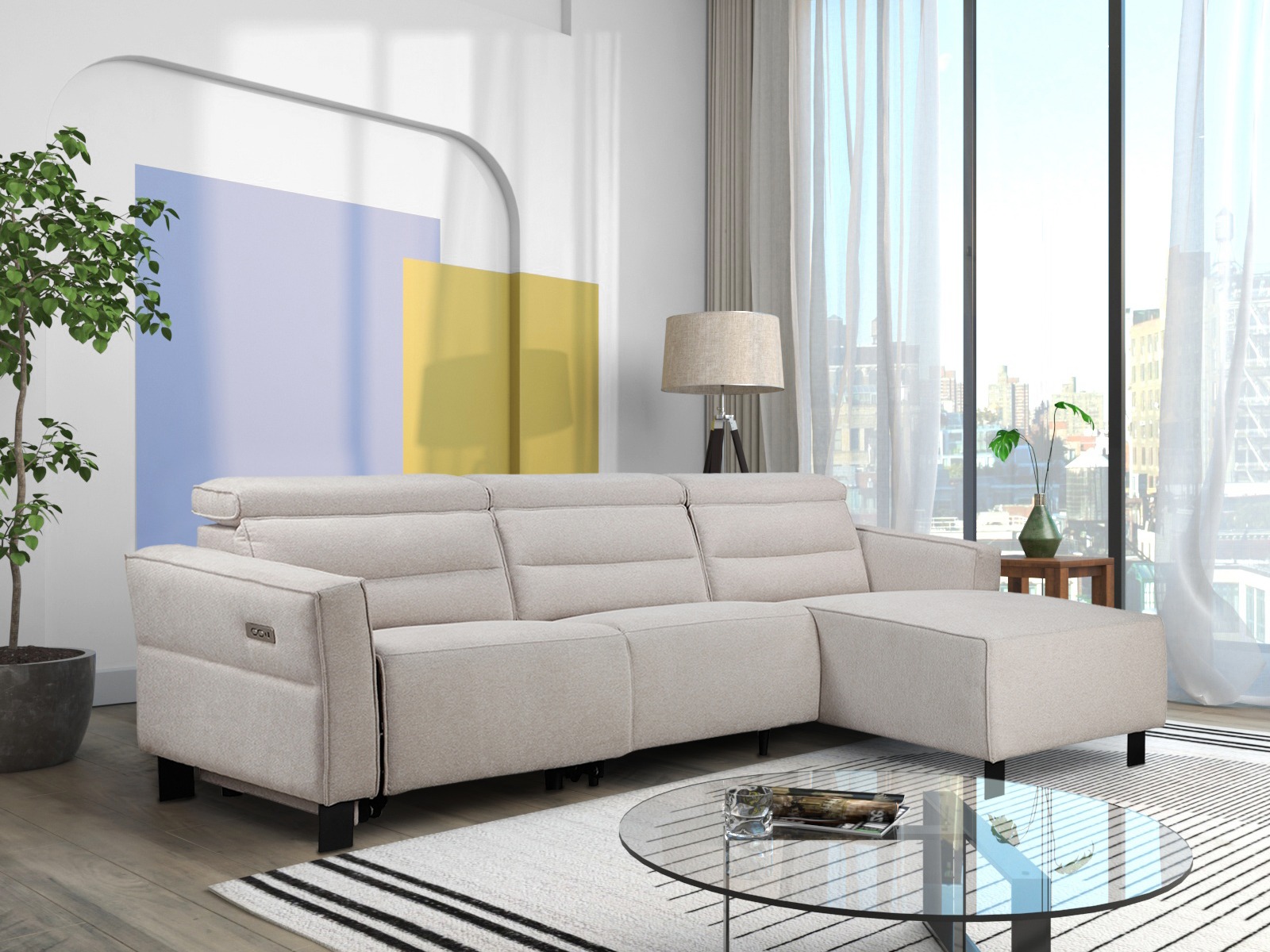 Sillón reclinable de ángulo suave Denton 1486 (Crema)