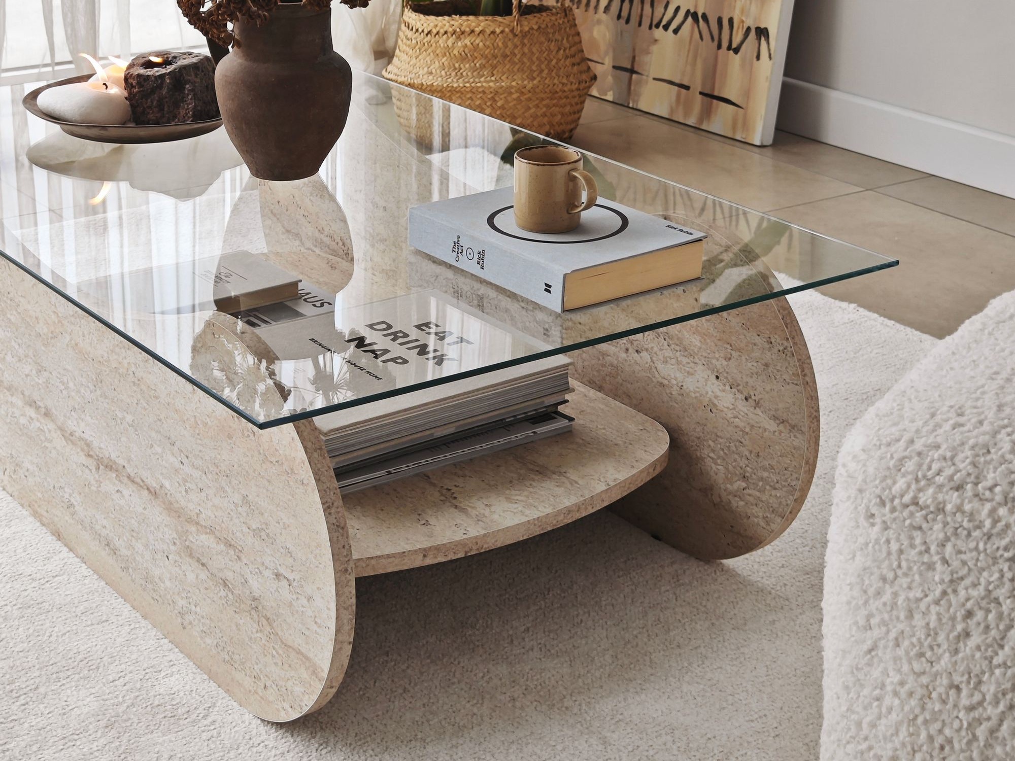 Mesa de centro Kailua 2632 (Travertino claro)