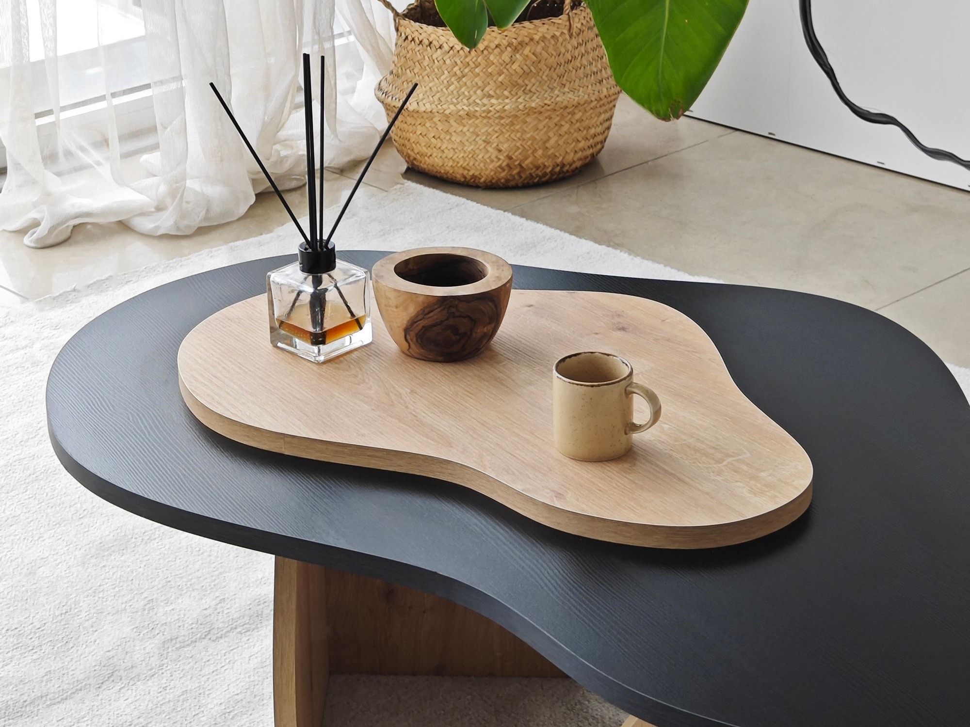 Mesa de centro Kailua 2633 (Negro + Roble)