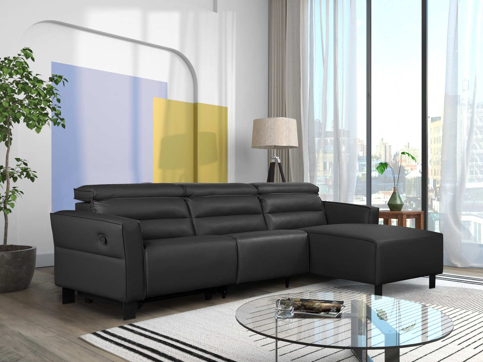 Sillón reclinable de ángulo suave Denton 1487 (Negro)