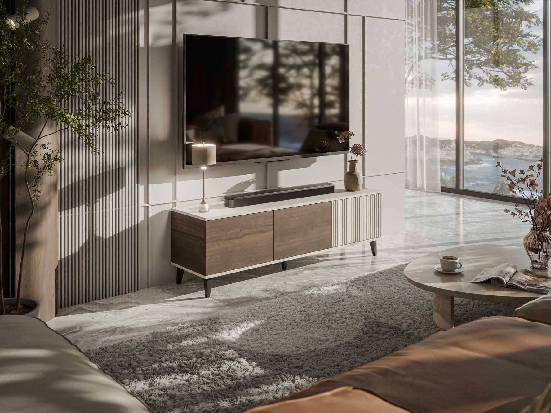 Mueble TV Luelia 115 (Nogal + Cachemira)