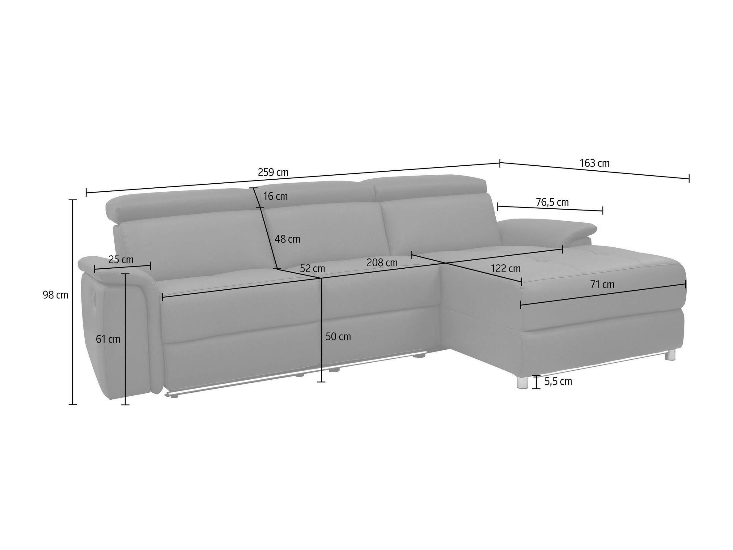 Sillón reclinable de ángulo suave Denton 1488 (Negro)