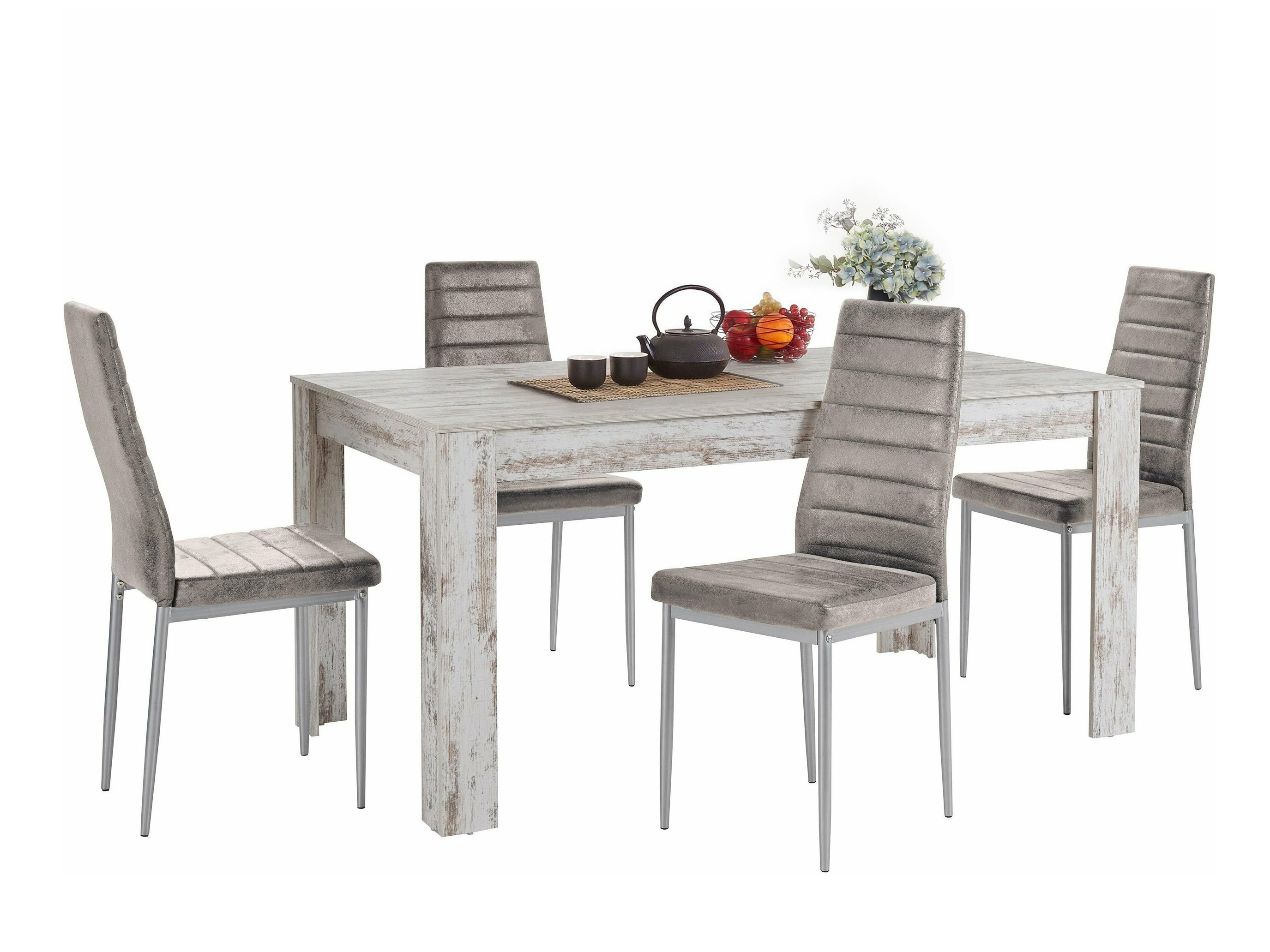 Conjunto de comedor Denton 481 (Plata + Gris claro)