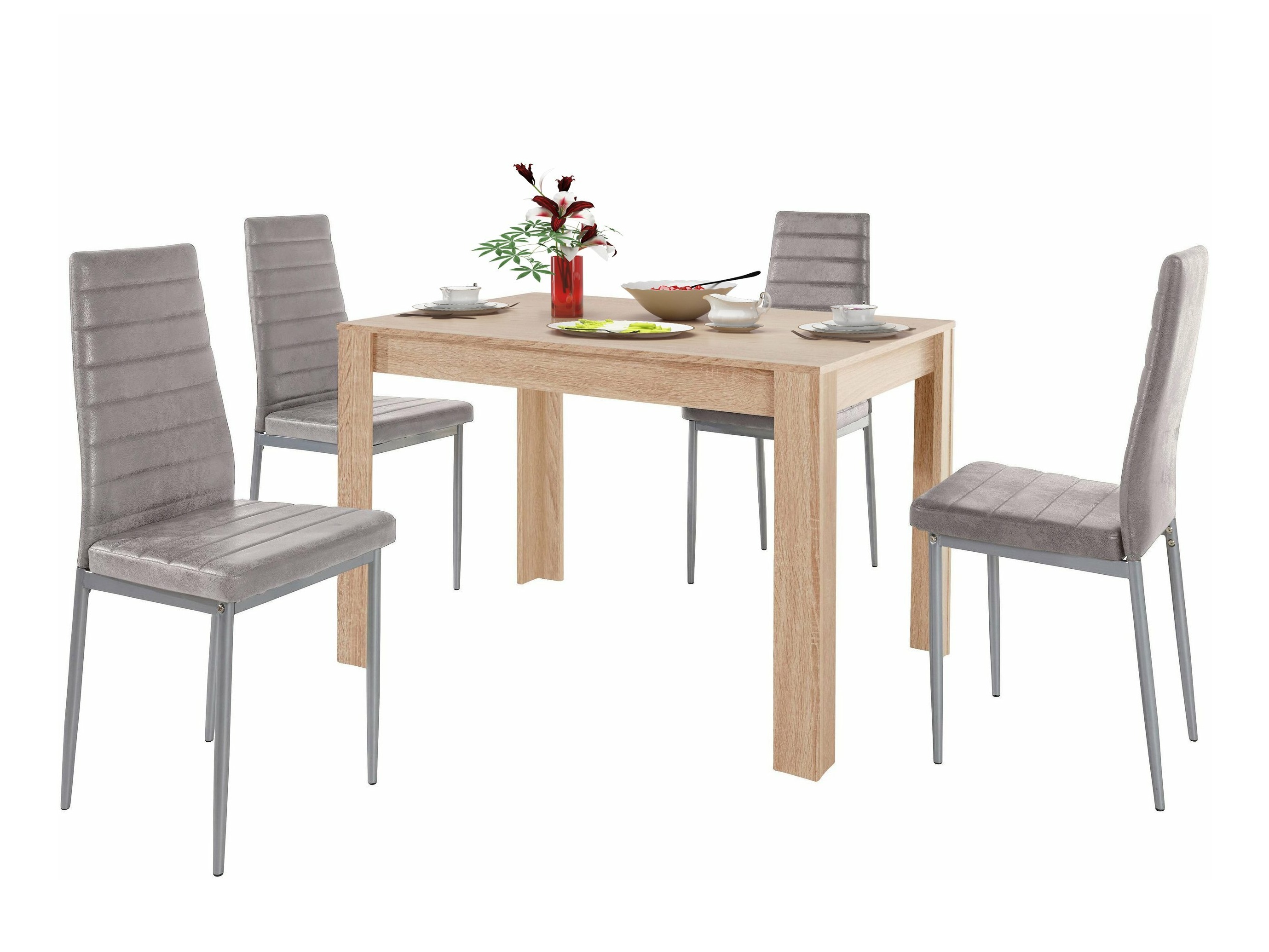 Conjunto de mesas y sillas para comedor Denton 446 (Gris claro)