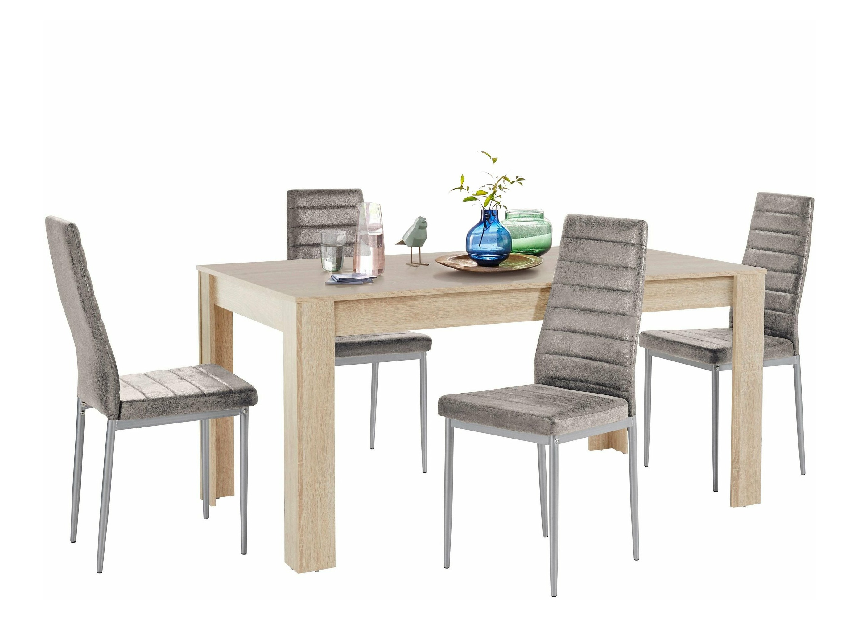 Conjunto de mesas y sillas para comedor Denton 603 (Plata + Gris claro)