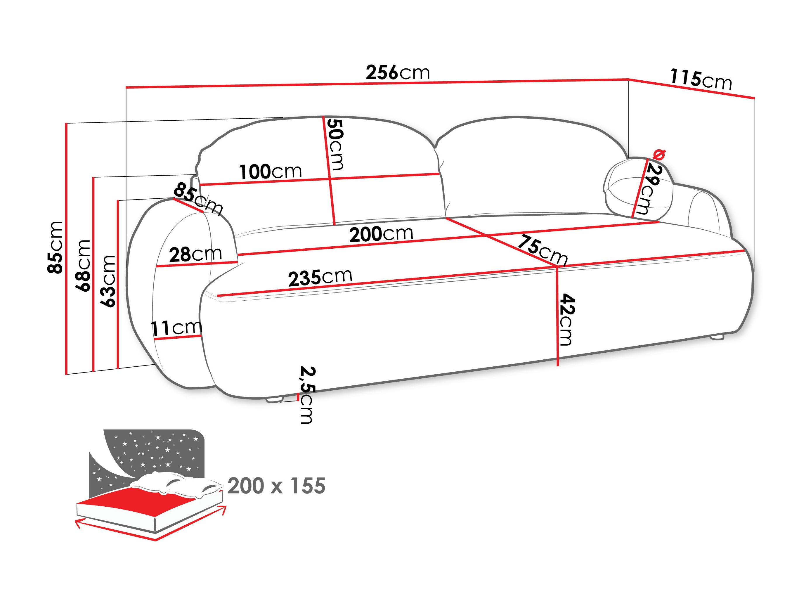 Sofá-cama TrendyNest 114 (Now Or Never 06)