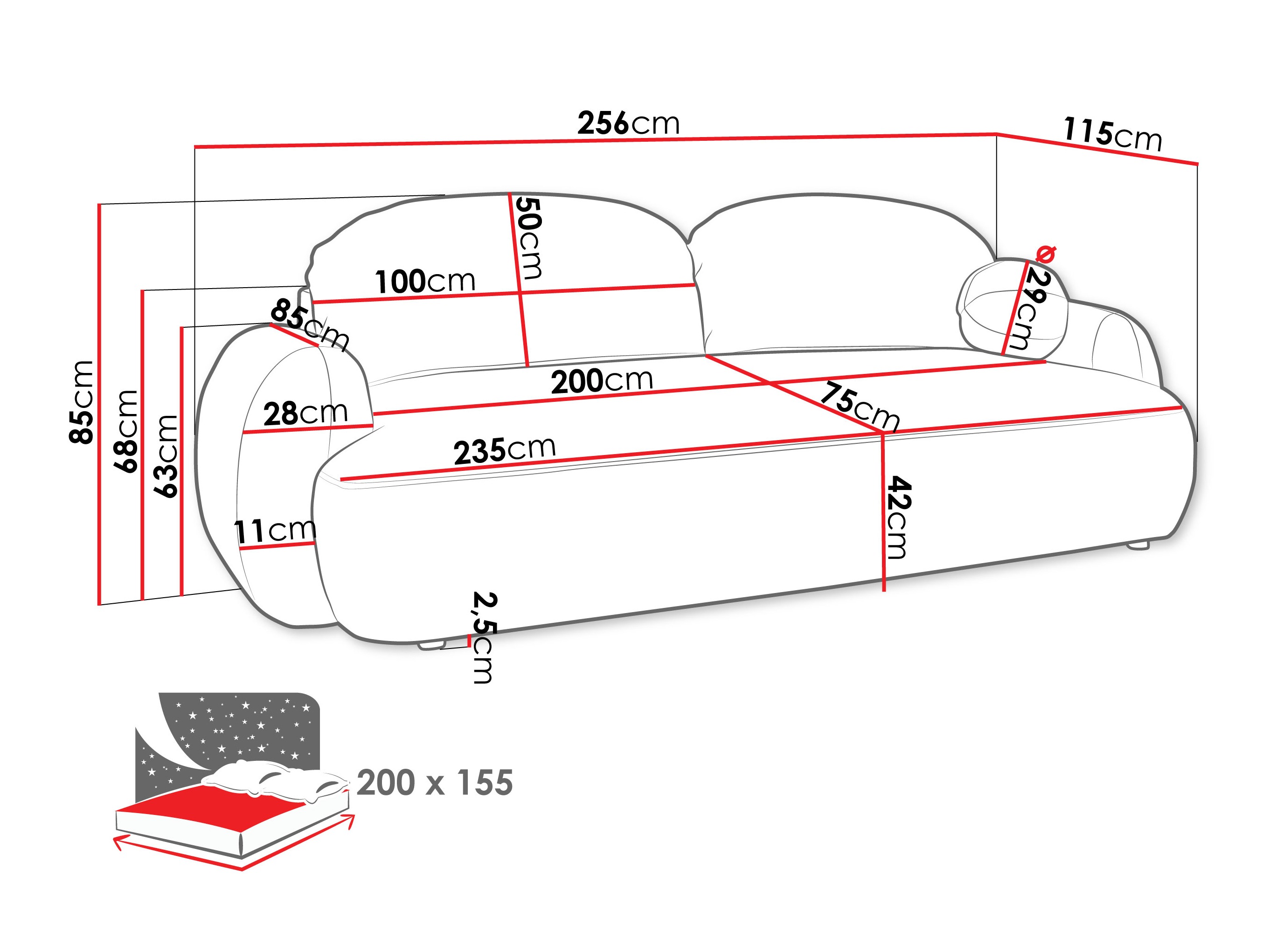 Sofá-cama TrendyNest 114 (Now Or Never 16)