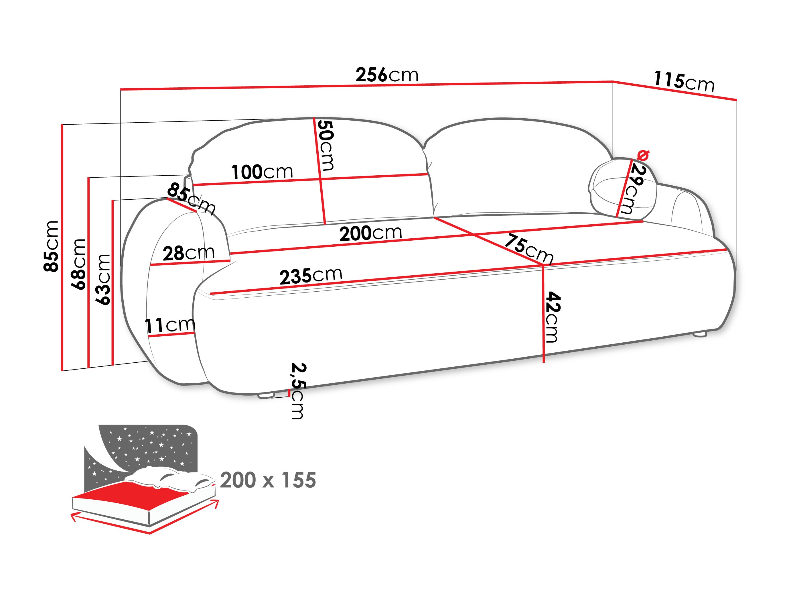 Sofá-cama TrendyNest 114 (Now Or Never 18)