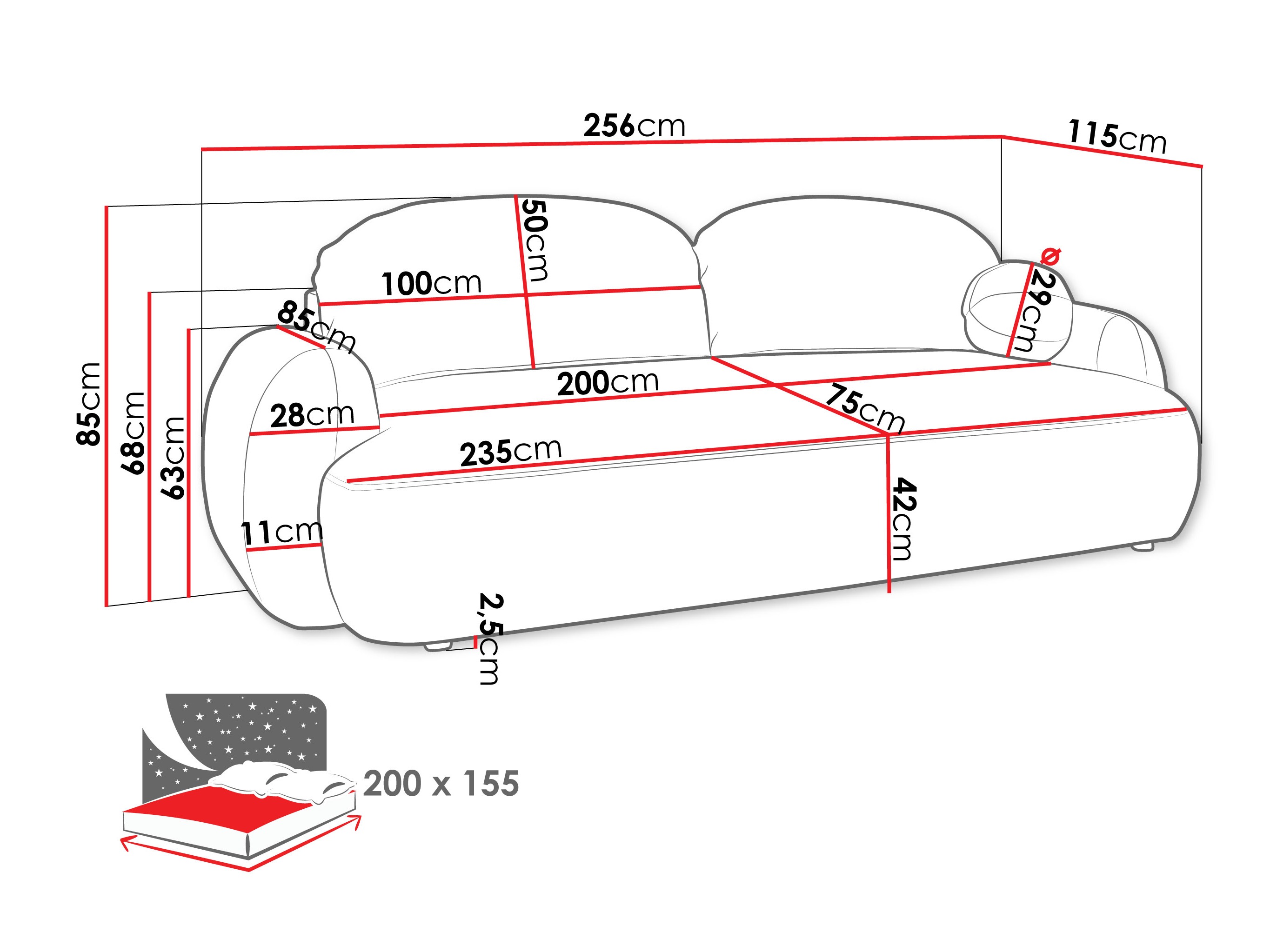 Sofá-cama TrendyNest 114 (Now Or Never 83)