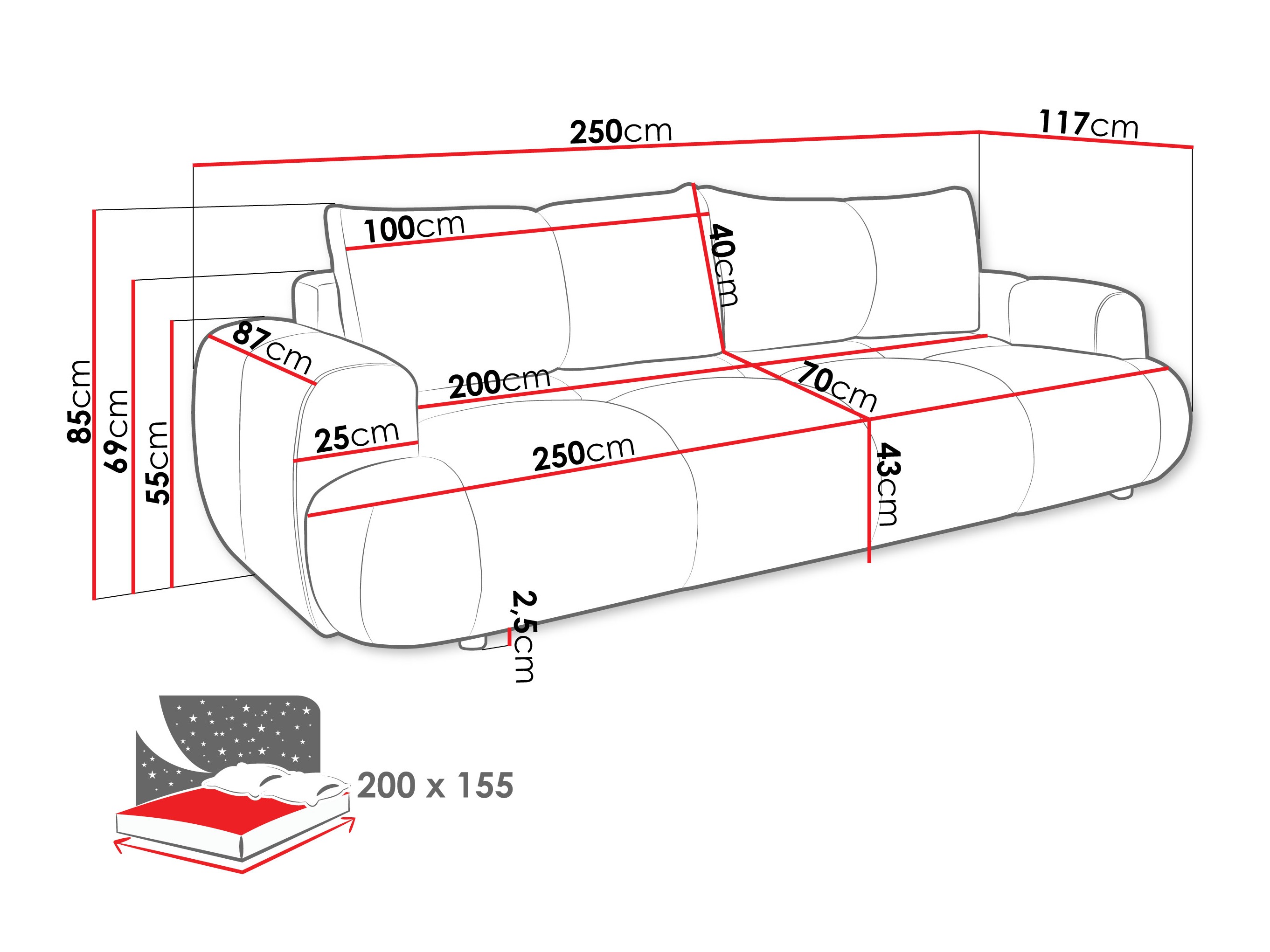 Sofá cama TrendyNest 115 (Now Or Never 03)