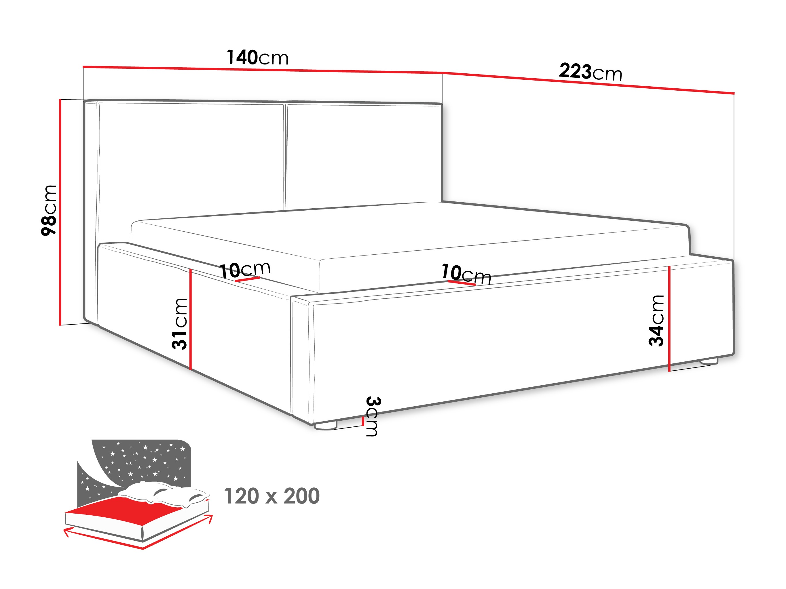 Cama TrendyNest 117 (Coral 75)