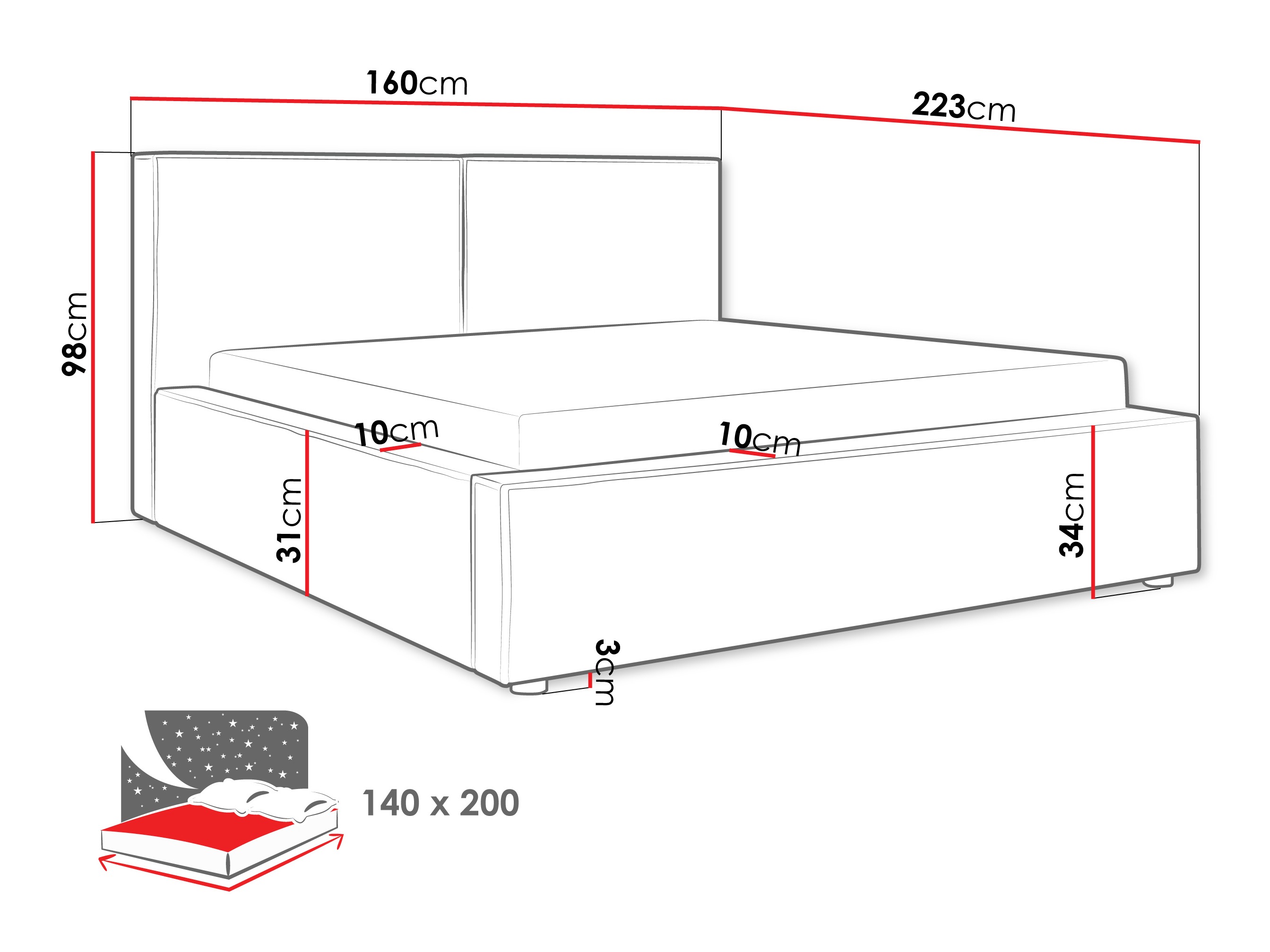 Cama TrendyNest 117 (Coral 80)