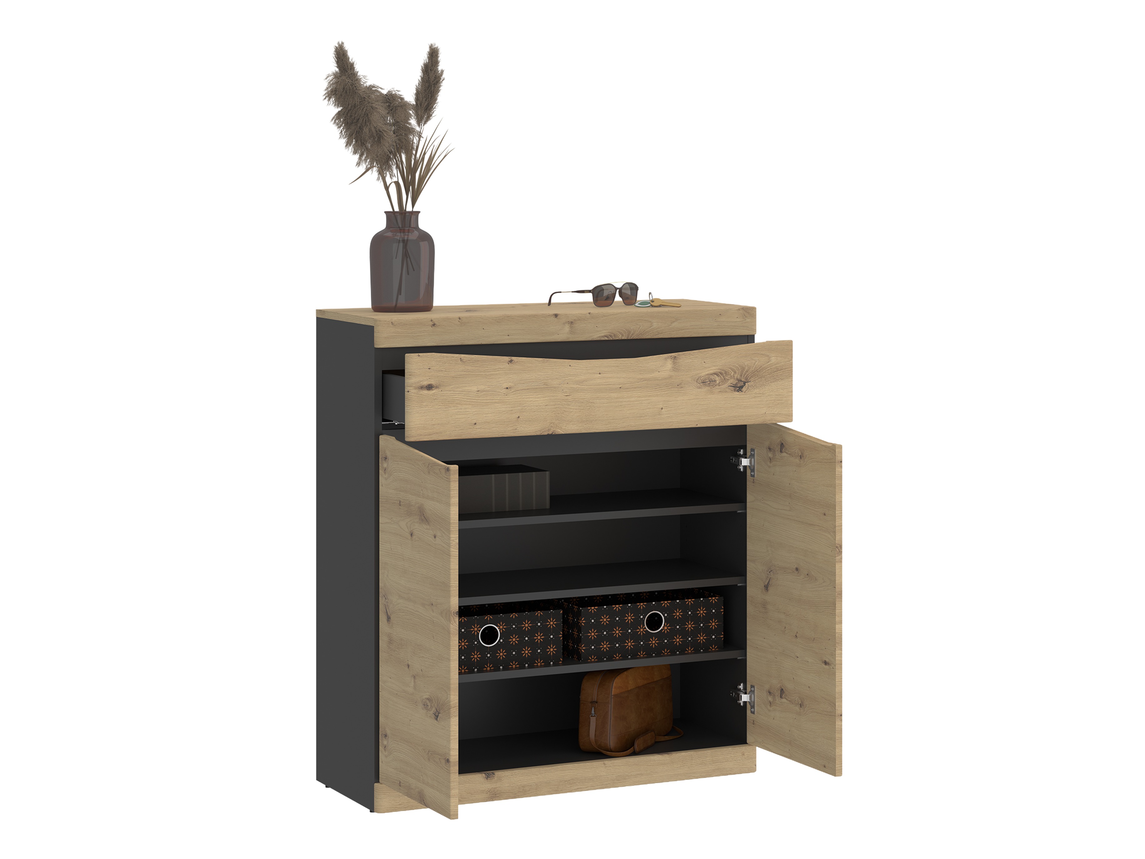 Conjunto para recibidor Venlori 119 (Roble Artisan + Antracita)