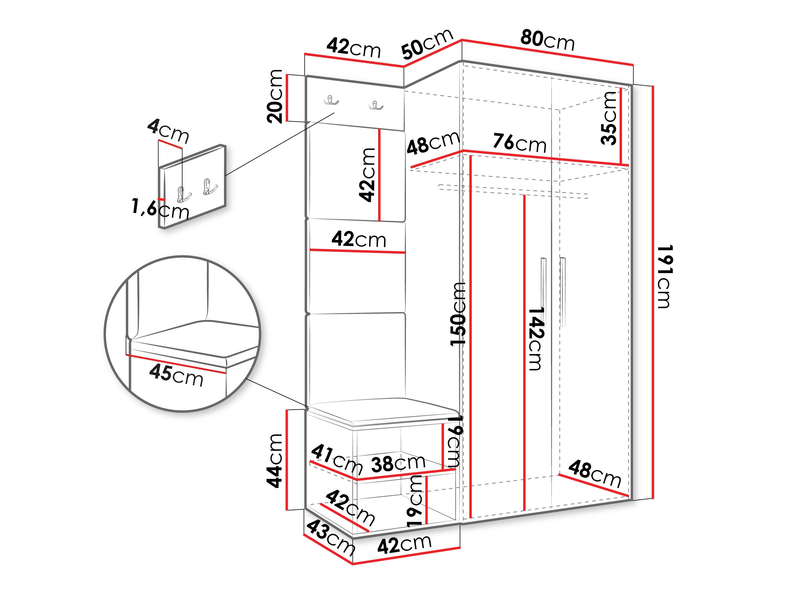 Conjunto para recibidor Hartford 523 (Blanco)