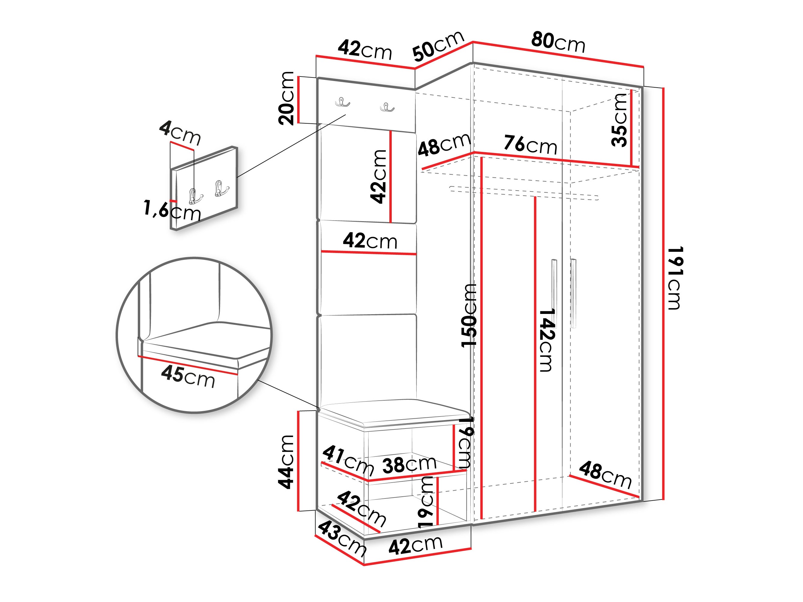 Conjunto para recibidor Hartford 523 (Roble Artisan)