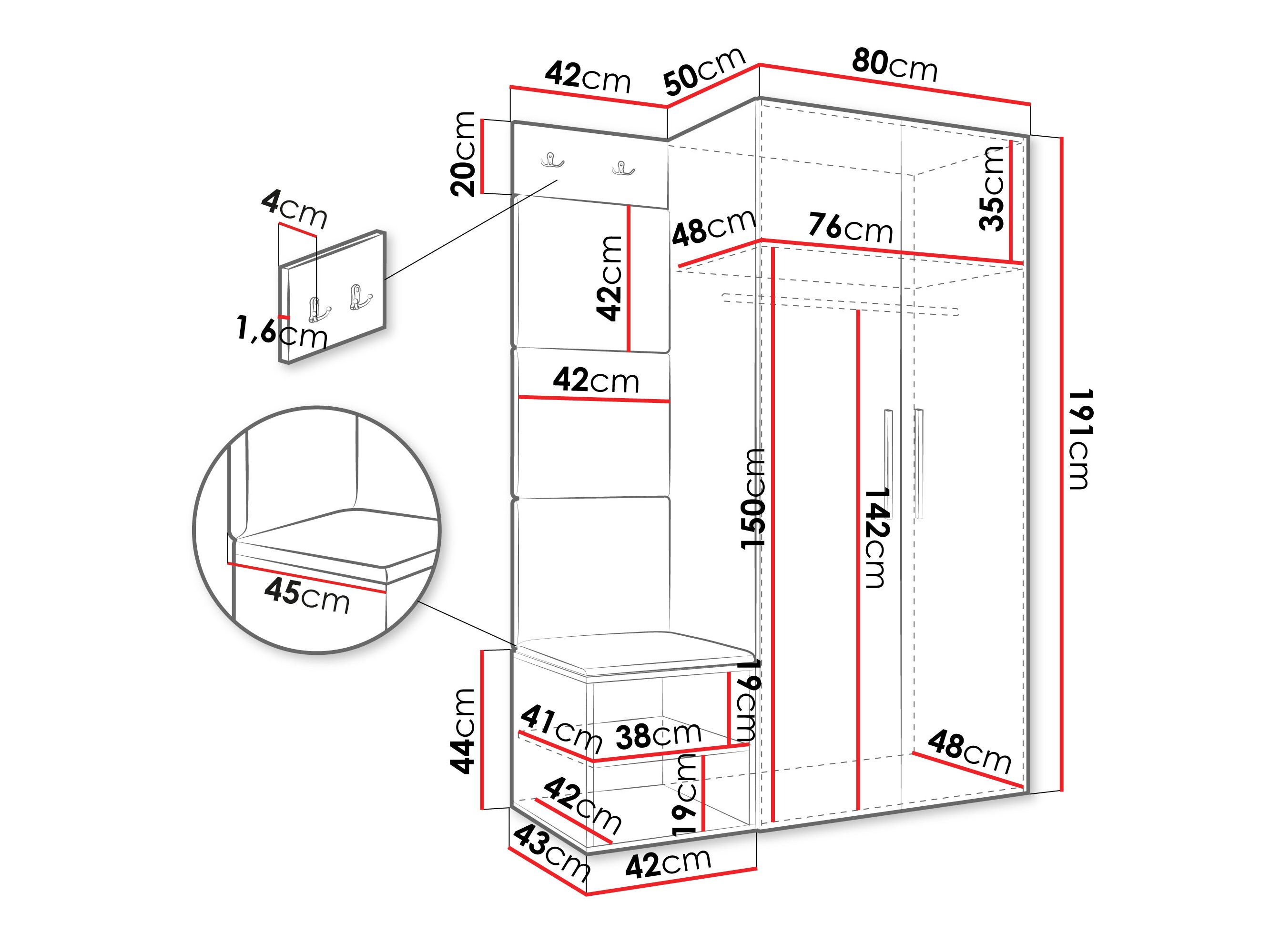 Conjunto para recibidor Hartford 523 (Roble Artisan)