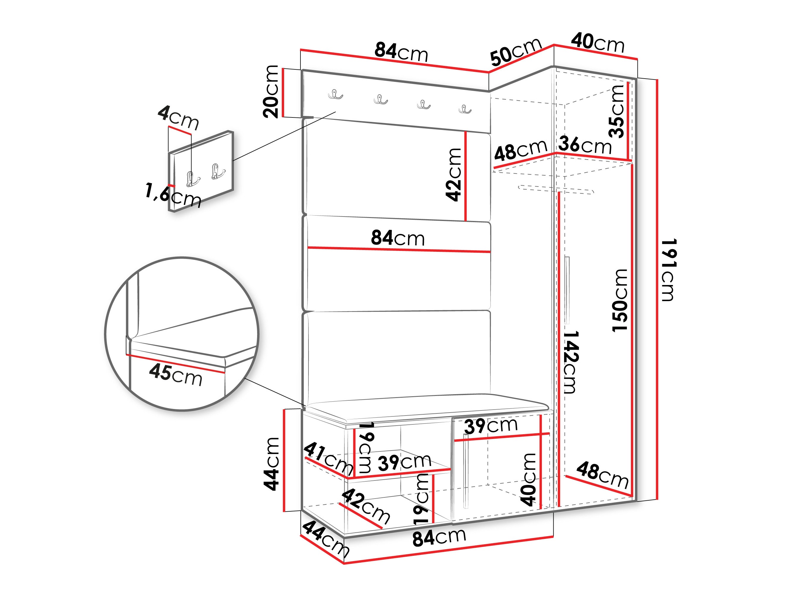 Conjunto para recibidor Hartford 525 (Blanco)