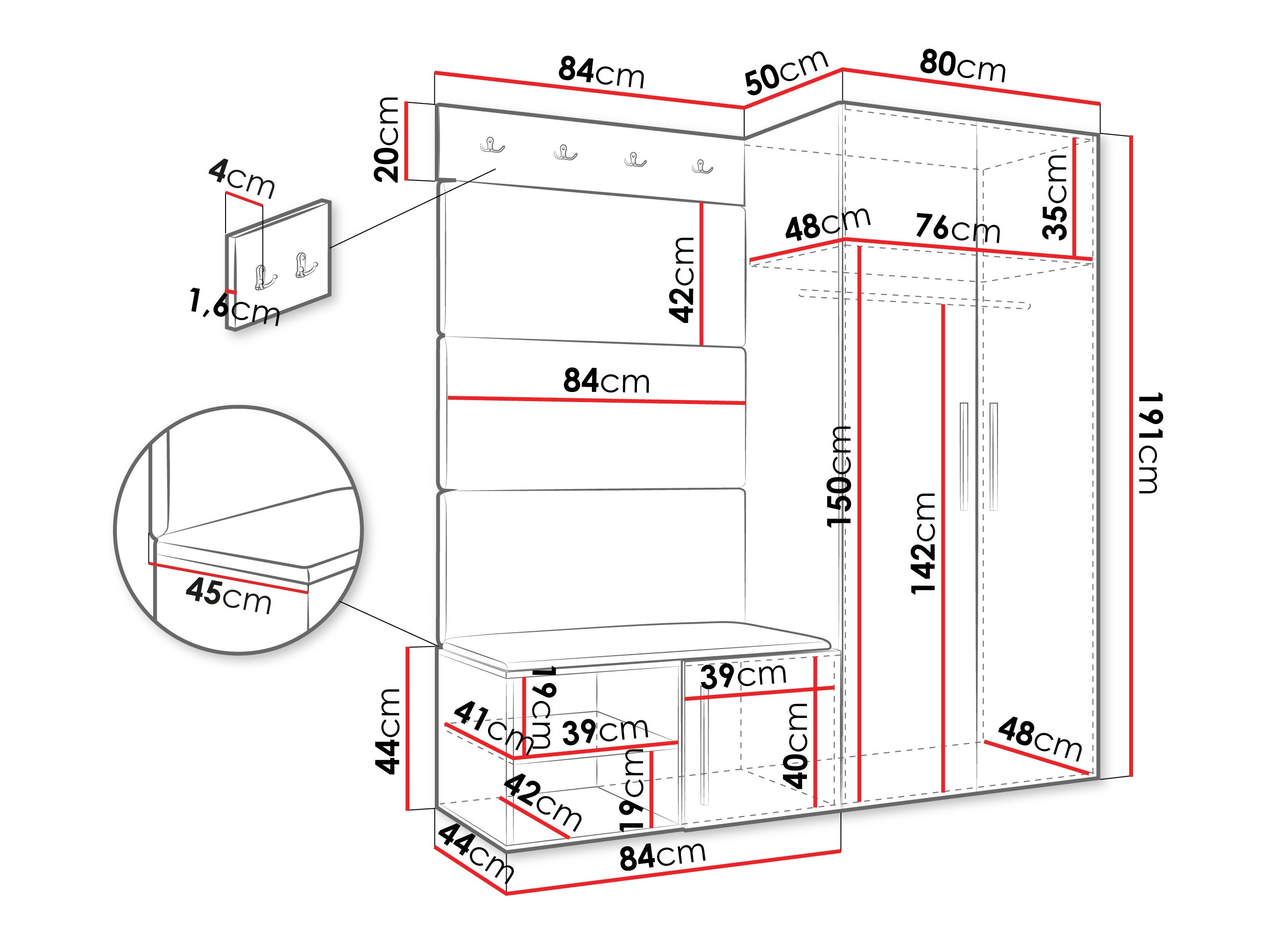 Conjunto para recibidor Nitos I (Blanco)