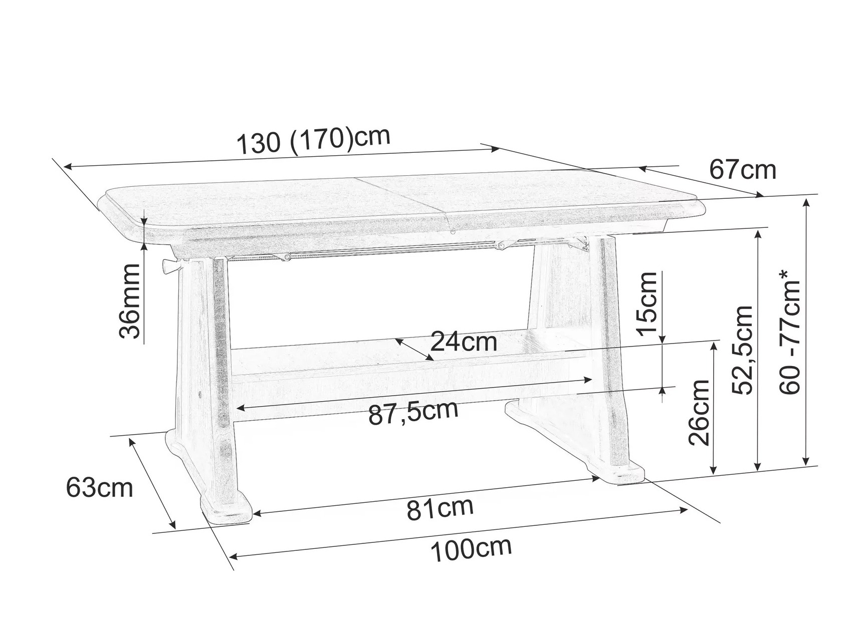 Mesa de centro convertible Detroit 811 (Roble Sonoma)